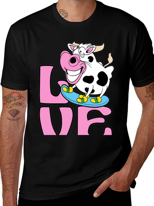 Skateboarding Cow Graphic Tee - Love Dairy Funny