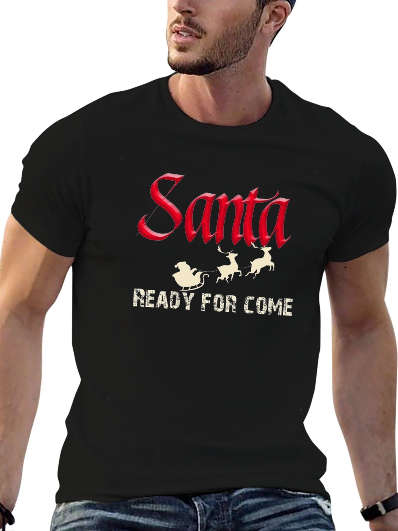 Santa Ready For Come Black T-Shirt