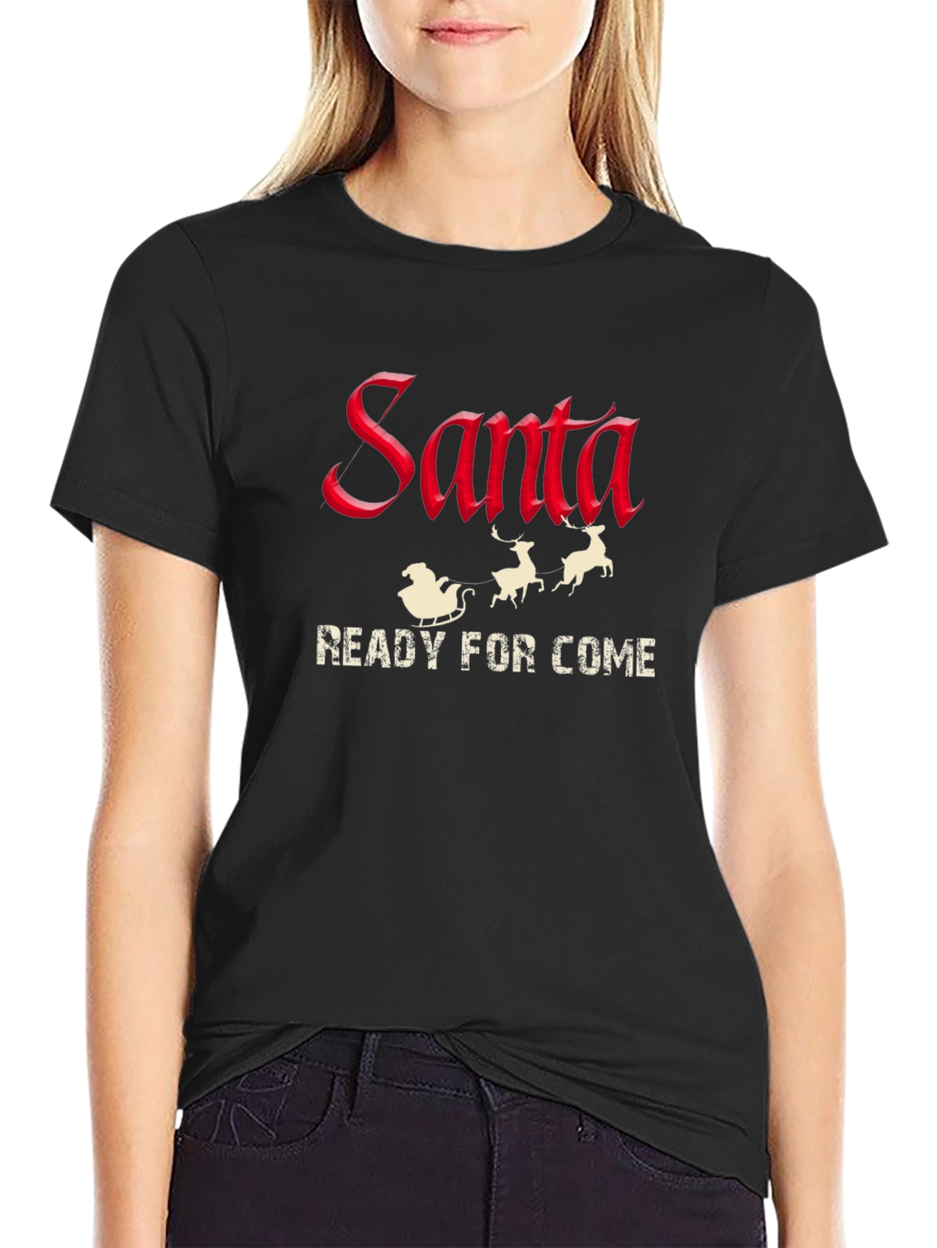 Santa Ready For Come Black T-Shirt