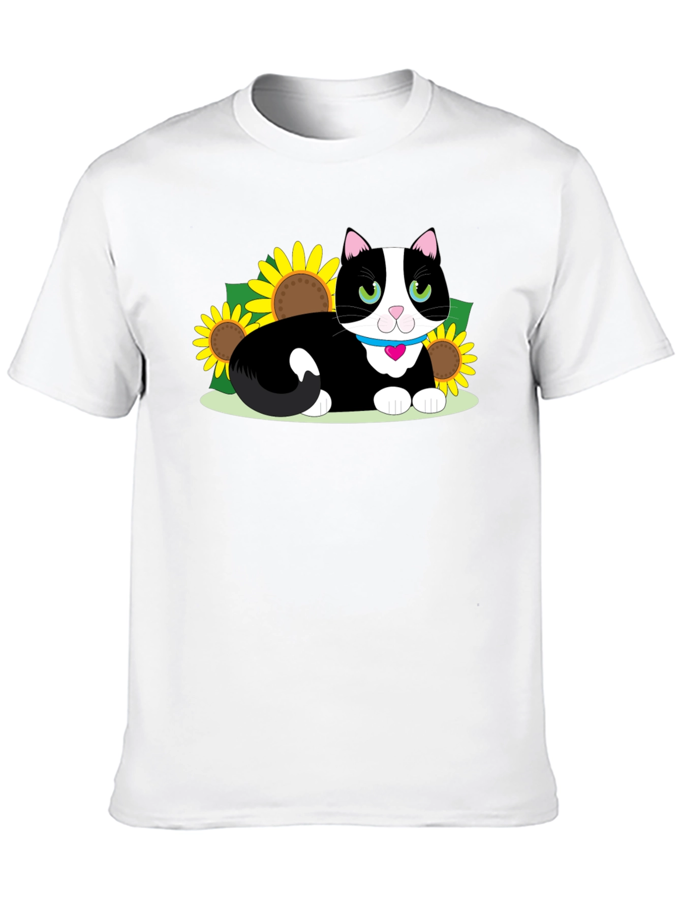 Cute Cat & Sunflower Graphic Tee