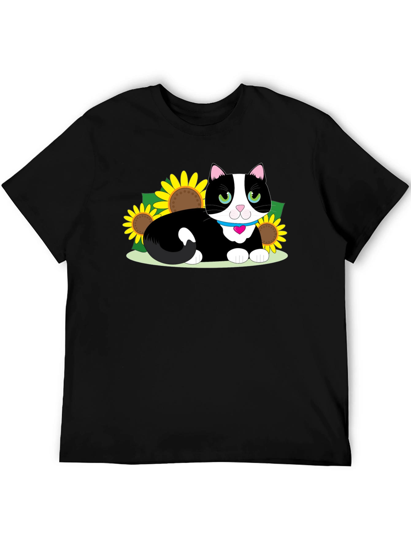 Cute Cat & Sunflower Graphic Tee