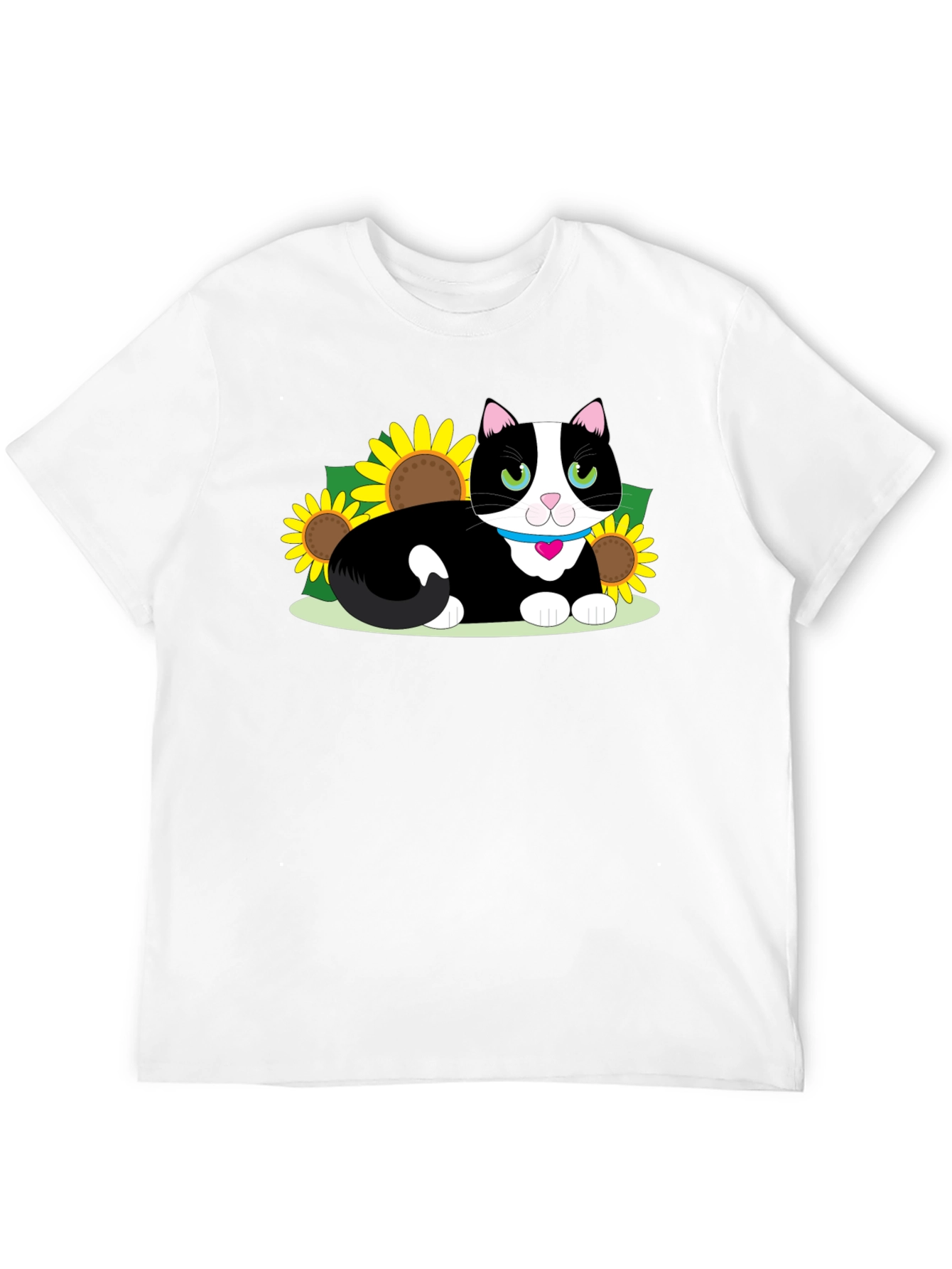 Cute Cat & Sunflower Graphic Tee