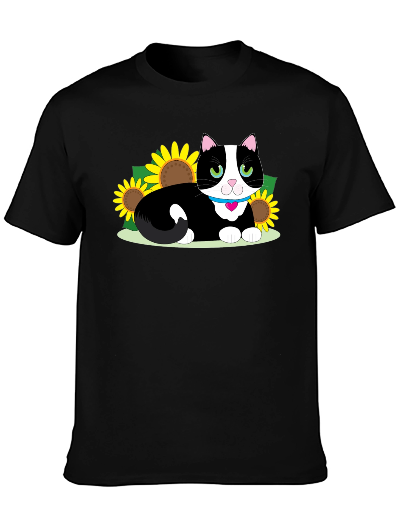 Cute Cat & Sunflower Graphic Tee