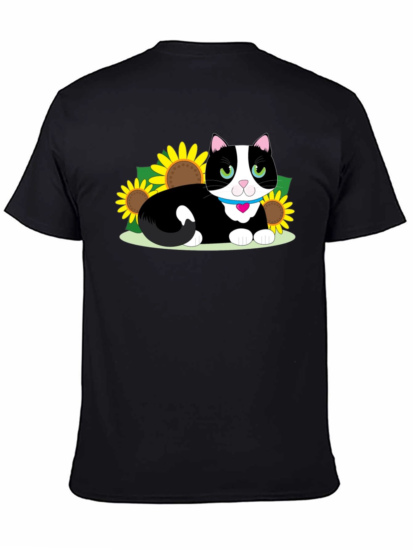 Cute Cat & Sunflower Graphic Tee