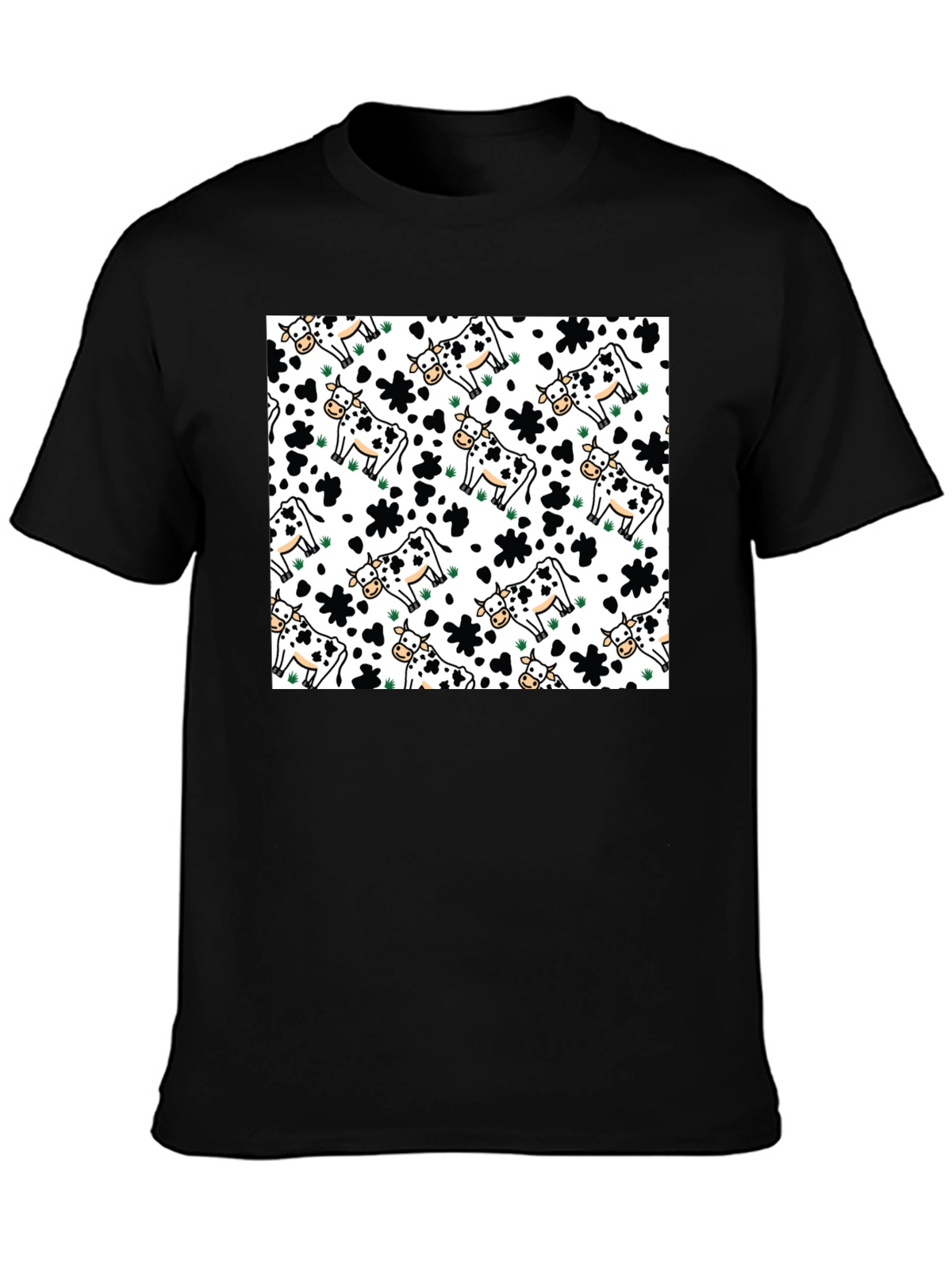 Cow Pattern Crew Neck T-Shirt