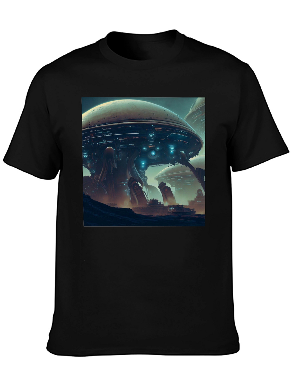 Sci-Fi Cityscape T-Shirt - Bold Graphic Tee