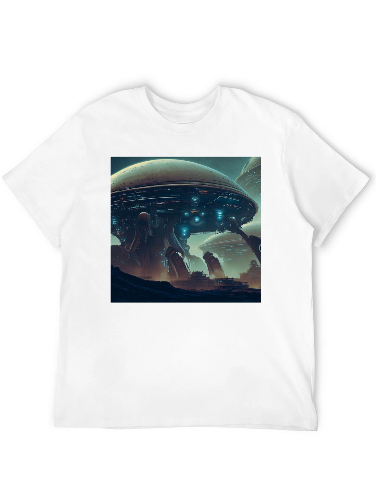 Sci-Fi Cityscape T-Shirt - Bold Graphic Tee