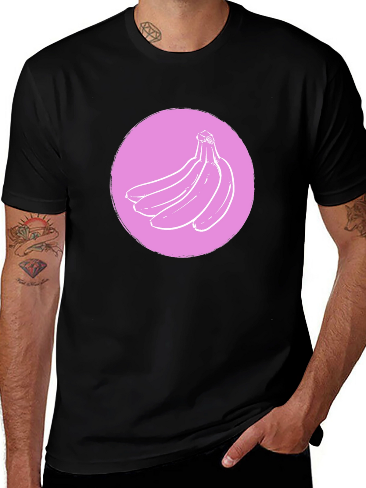 Banana Graphic T-Shirt - Black Crew Neck Tee