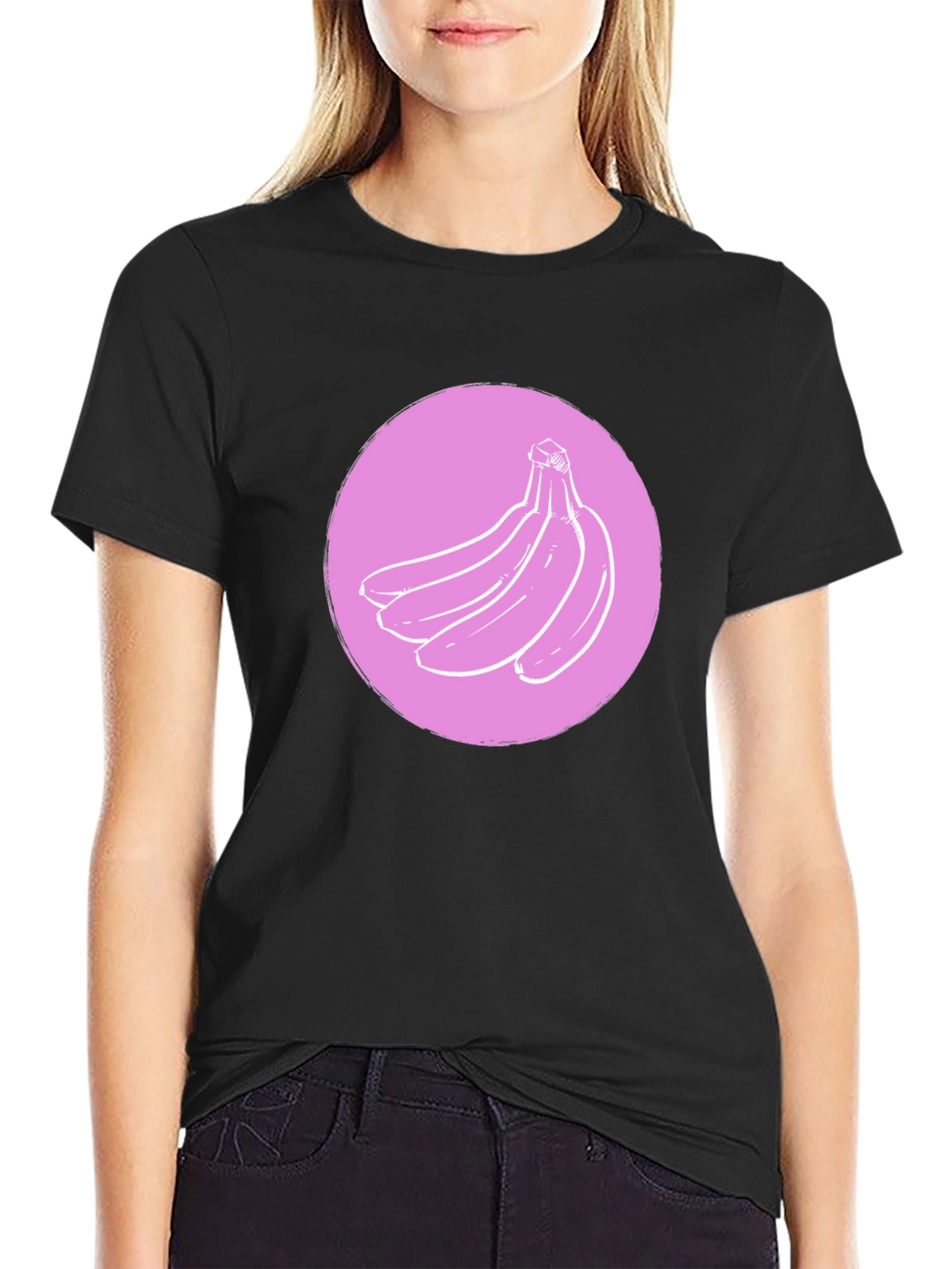 Banana Graphic T-Shirt - Black Crew Neck Tee