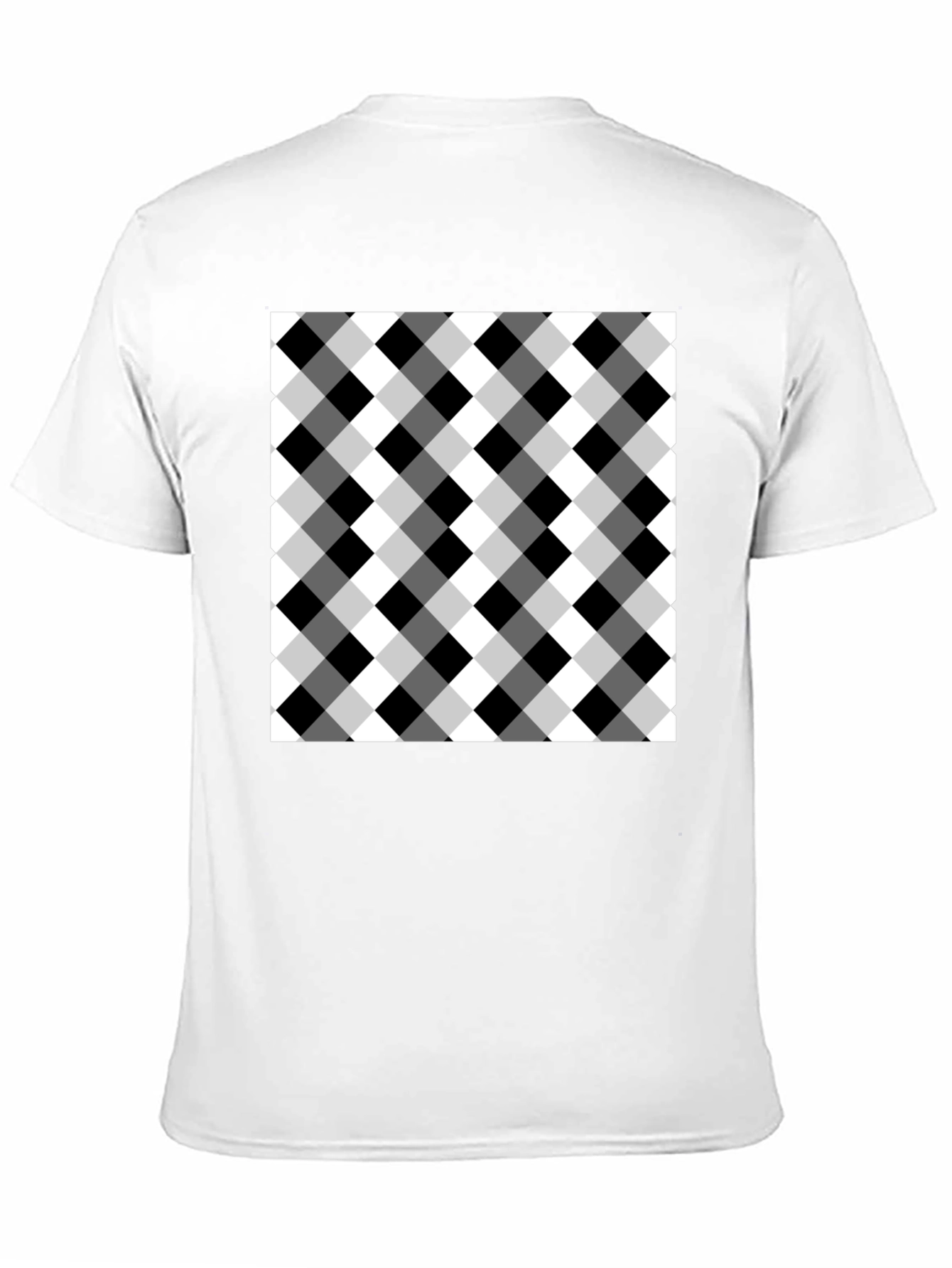 Black T-Shirt with Checkered Design