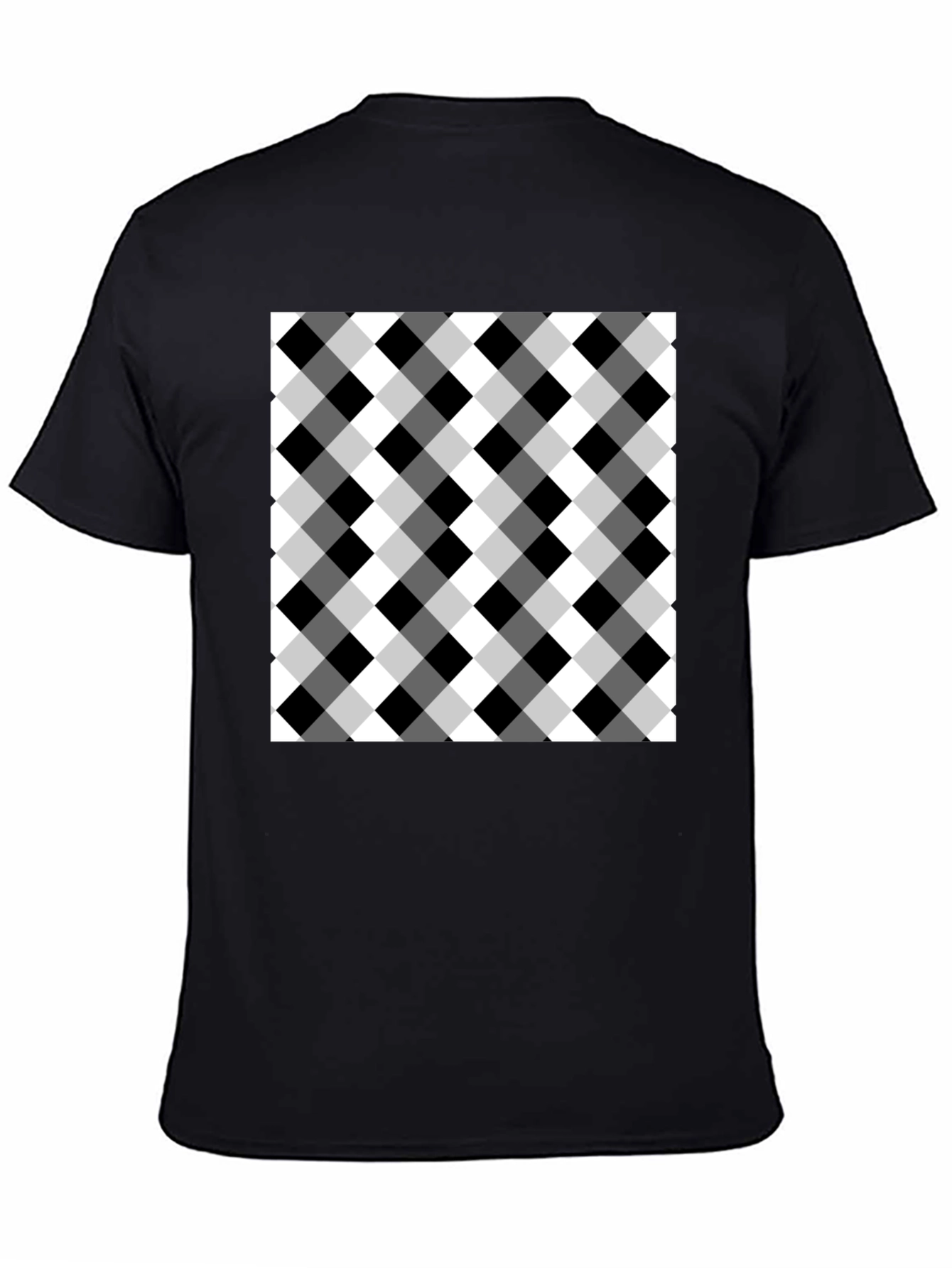 Black T-Shirt with Checkered Design