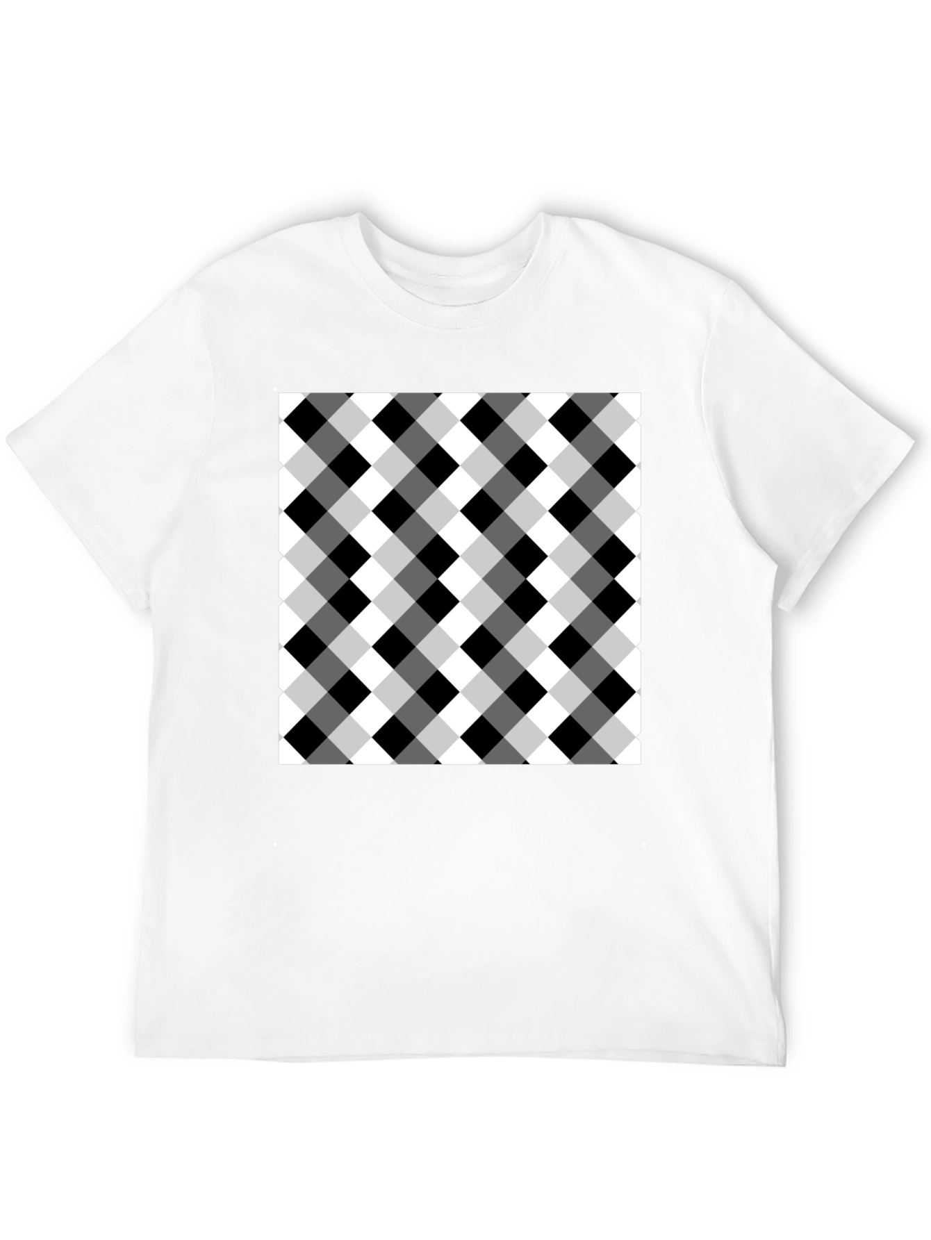 Black T-Shirt with Checkered Design
