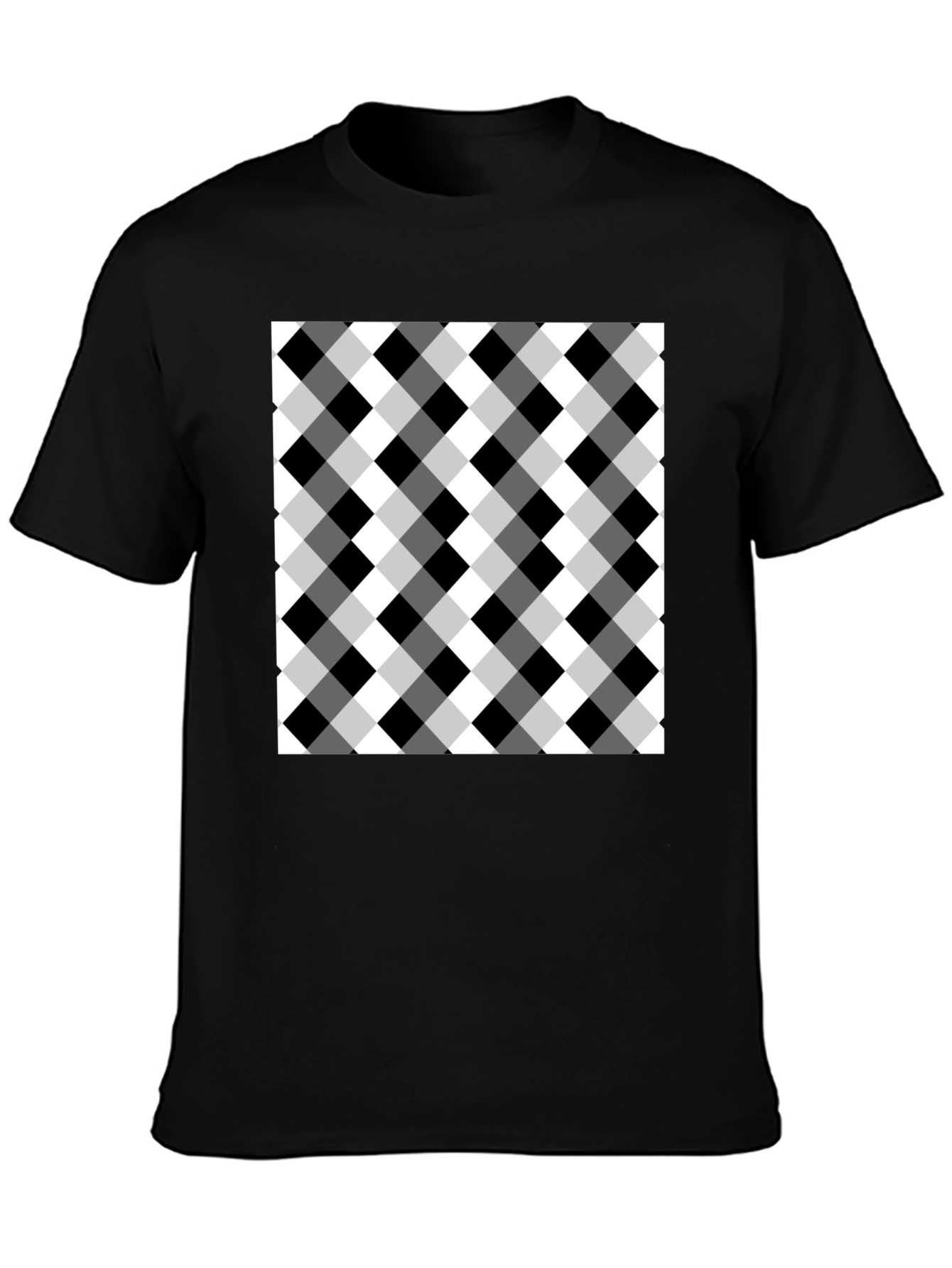 Black T-Shirt with Checkered Design