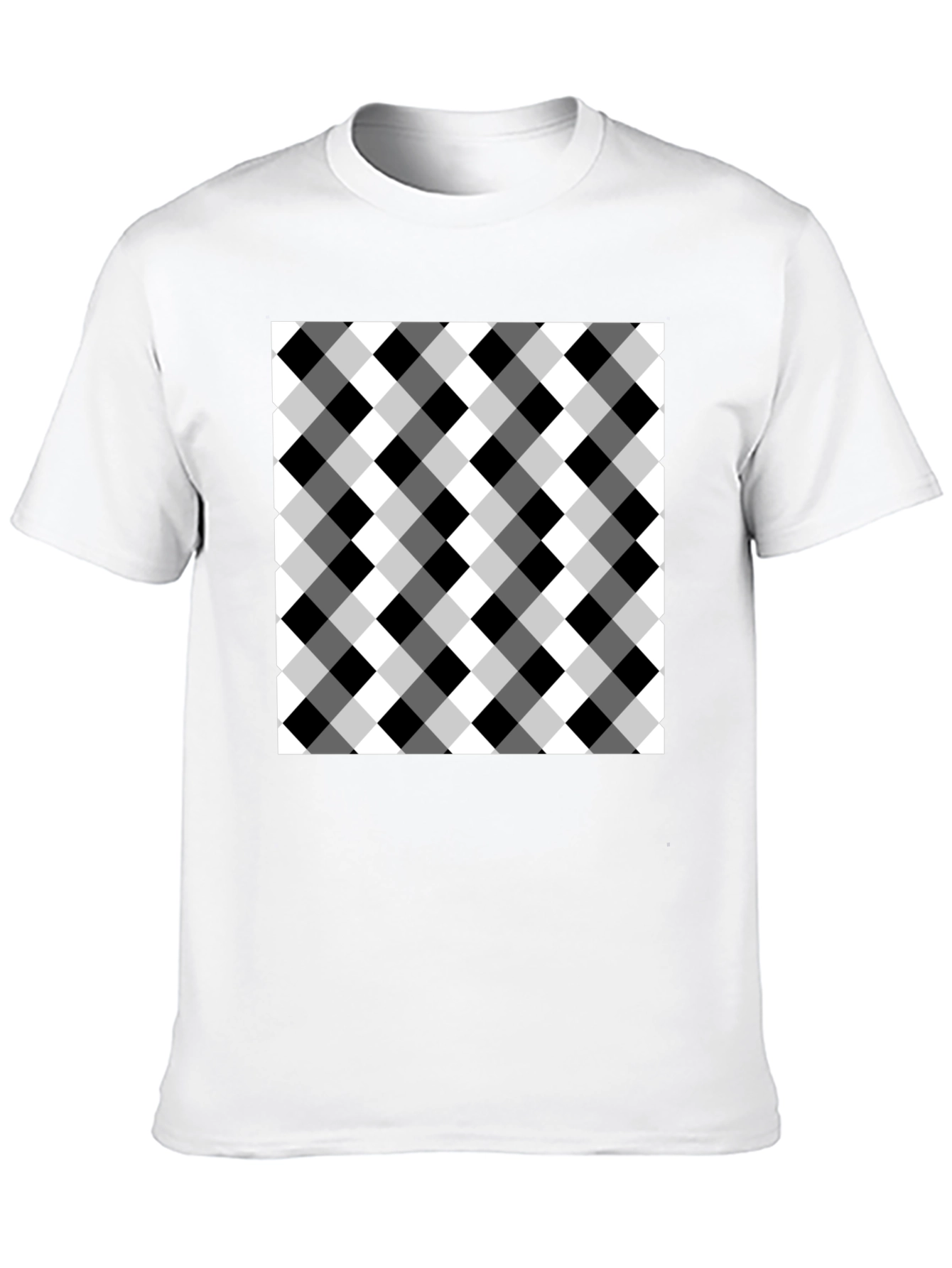 Black T-Shirt with Checkered Design