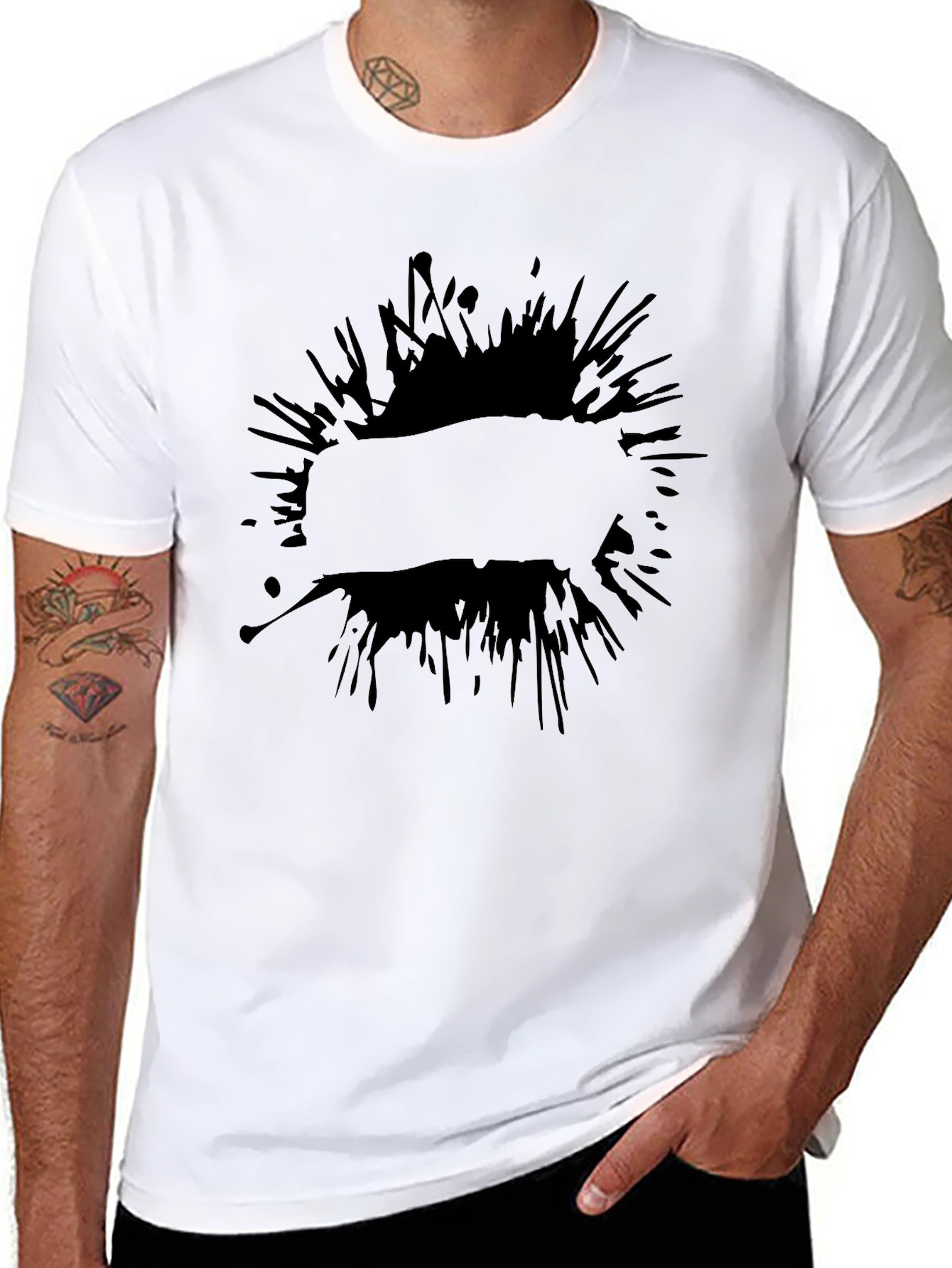 Mens Black Splatter Graphic Tee - Casual Style