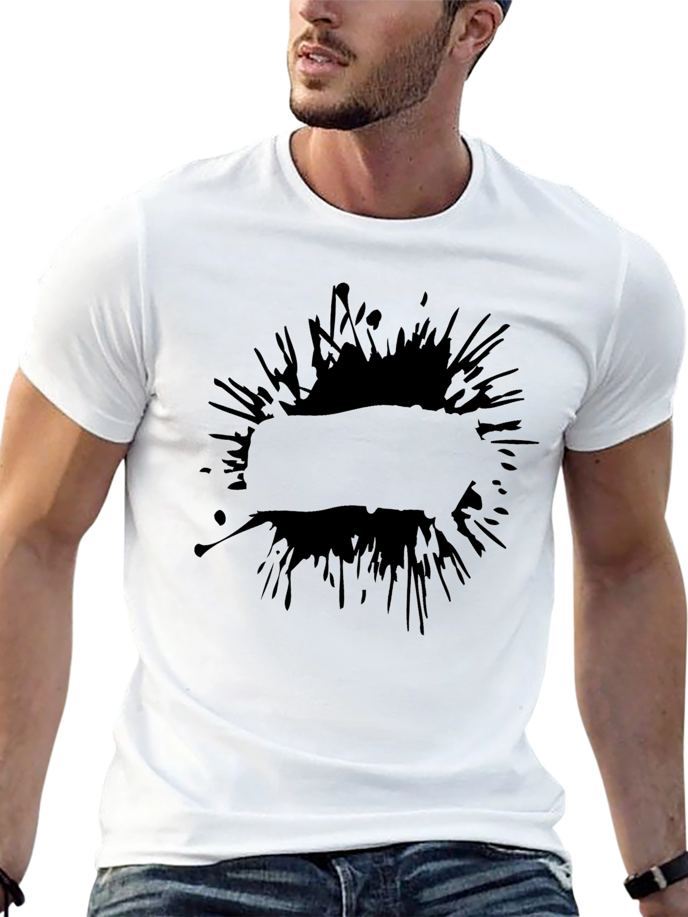 Mens Black Splatter Graphic Tee - Casual Style