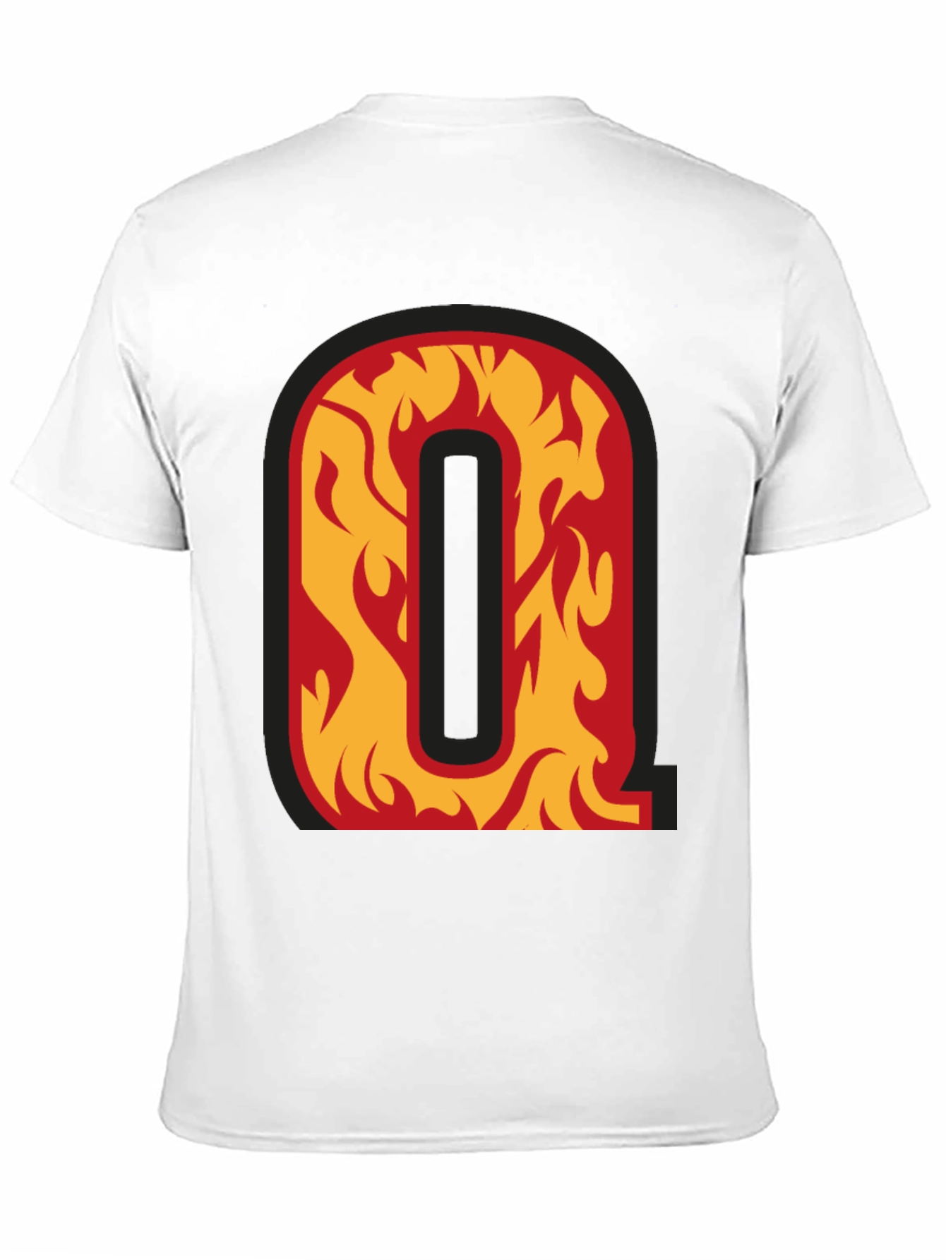 Fiery Letter Q Graphic Tee - Black