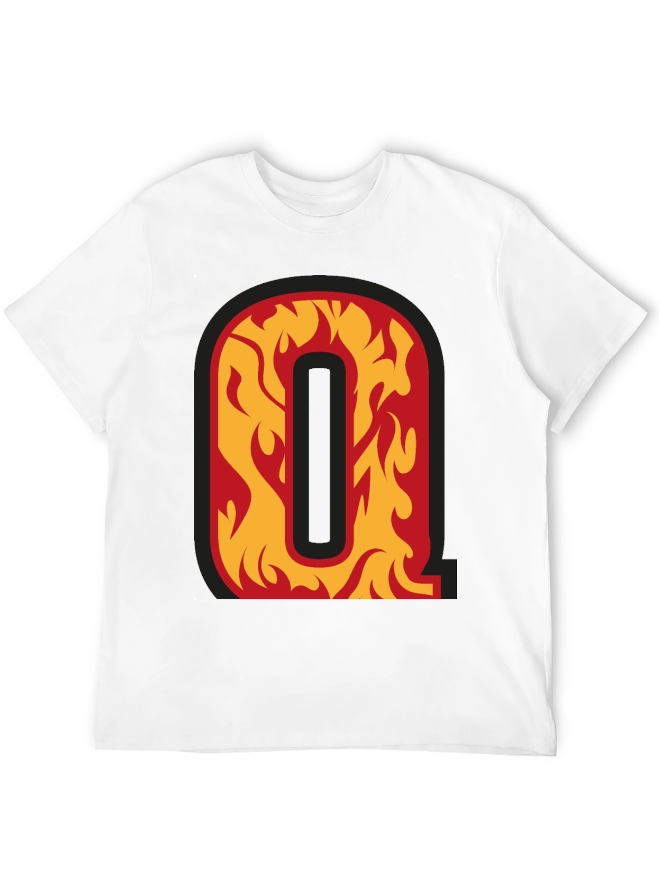 Fiery Letter Q Graphic Tee - Black