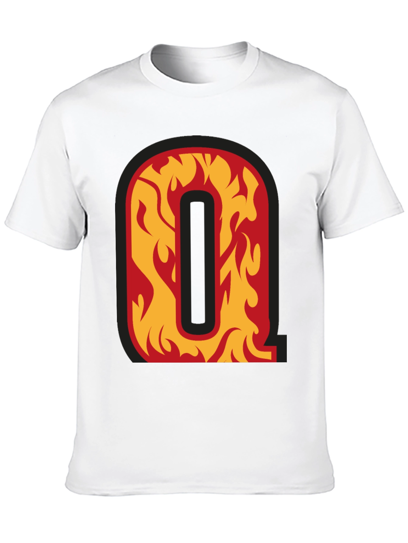 Fiery Letter Q Graphic Tee - Black