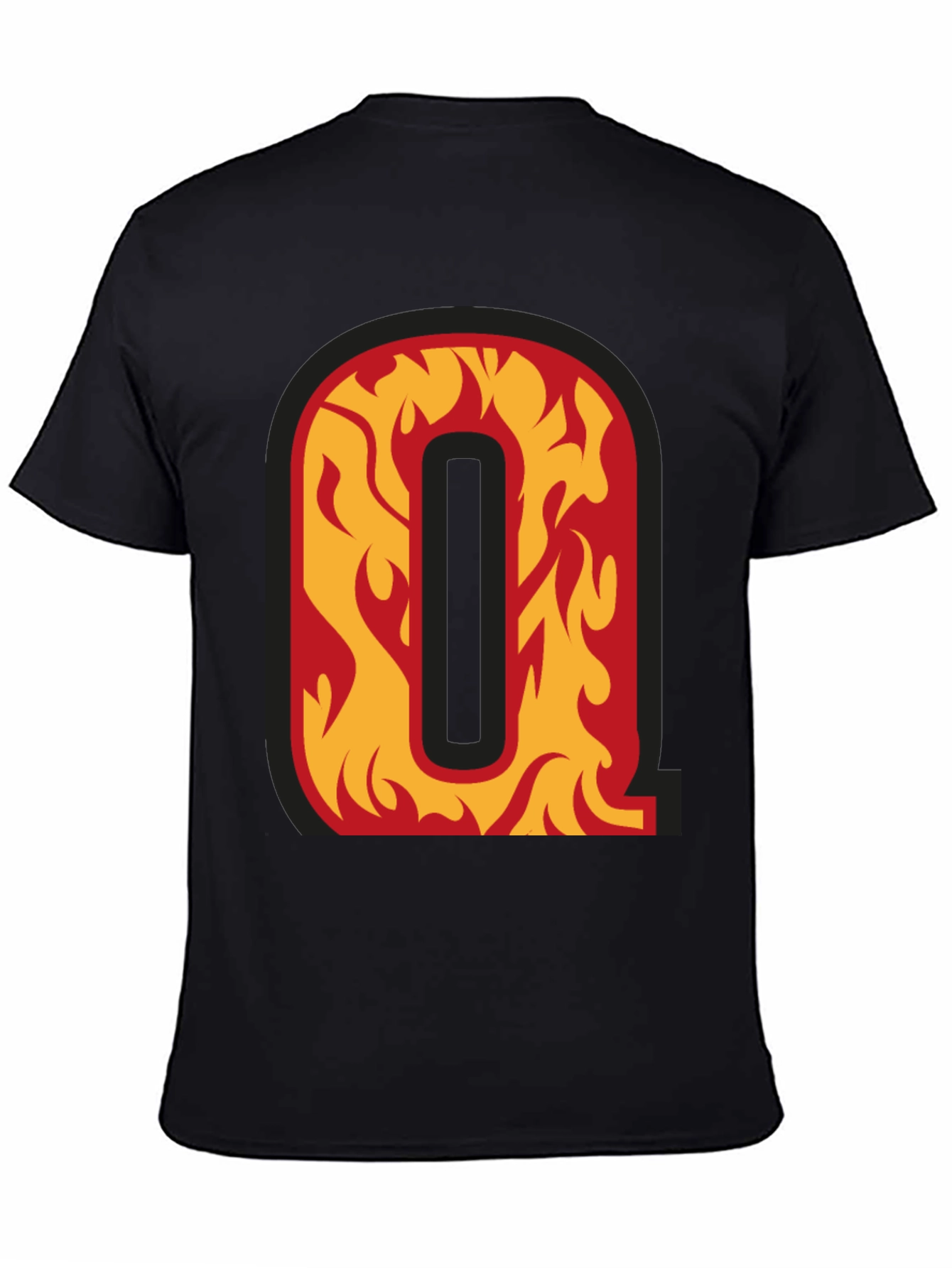 Fiery Letter Q Graphic Tee - Black