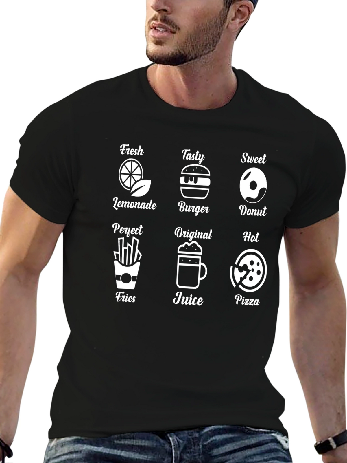 Mens Black Food Icon T-Shirt