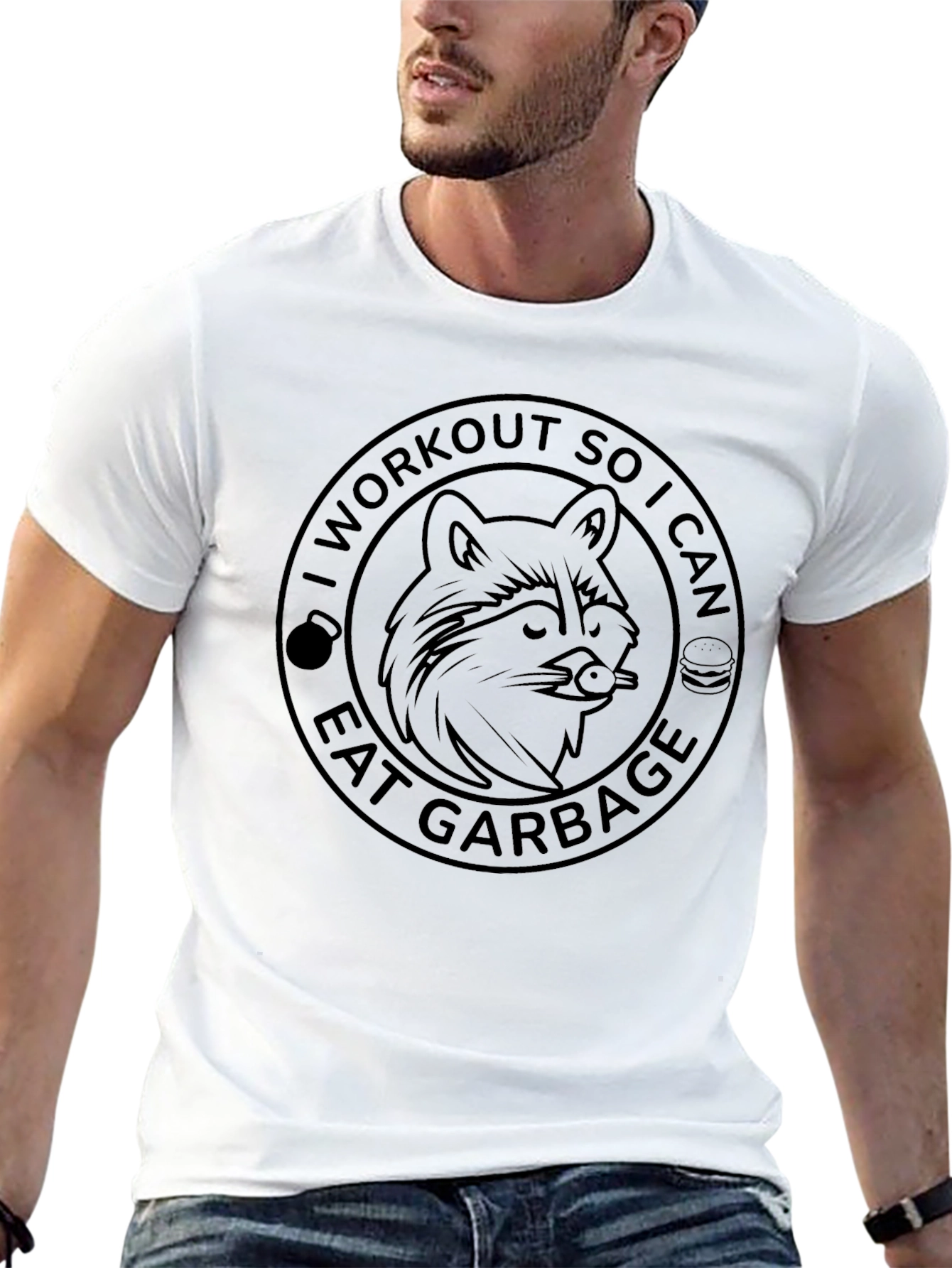 Workout To Eat Garbage Raccoon Graphic Tee