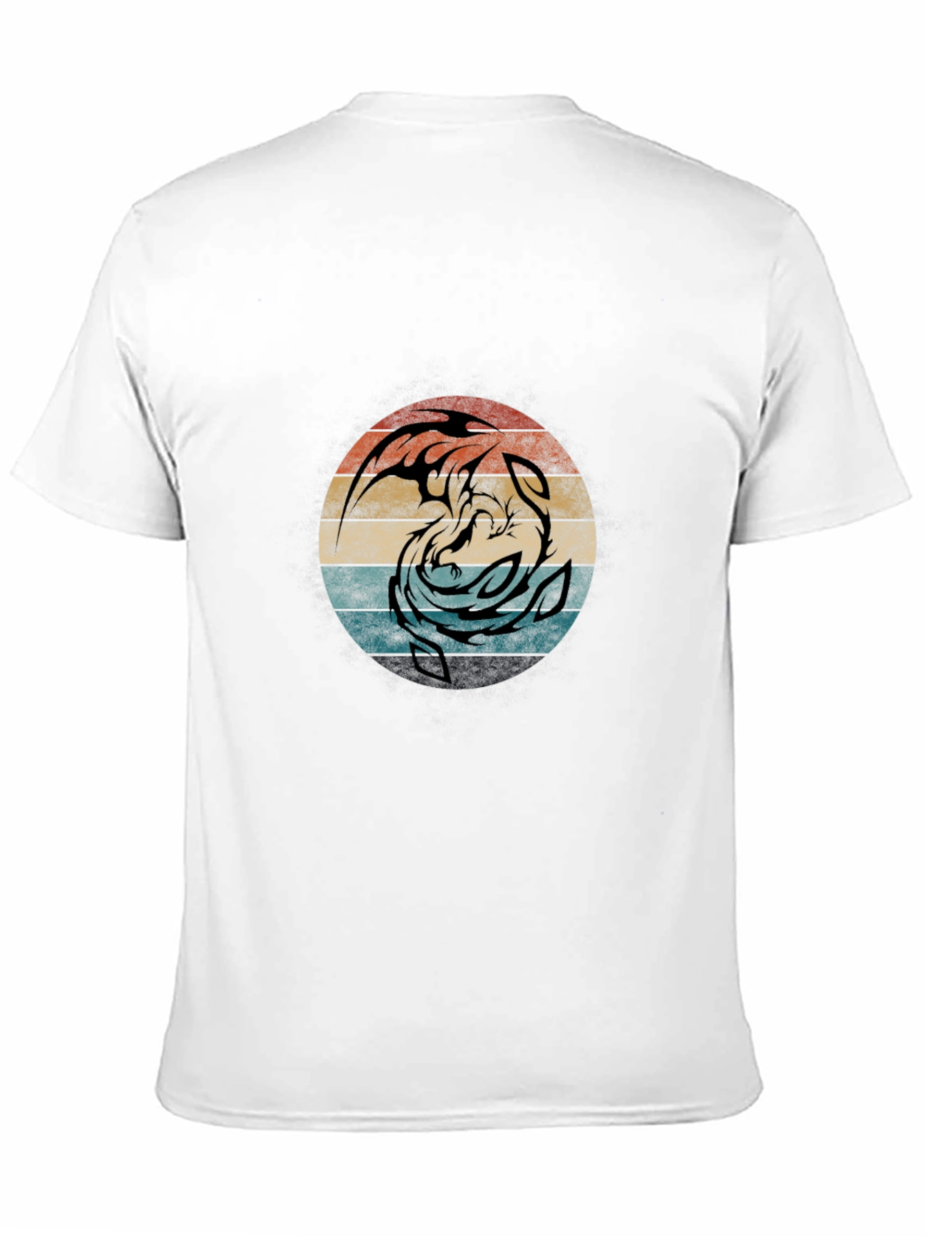 Yin Yang Dragon Graphic Tee - Retro Circle Design