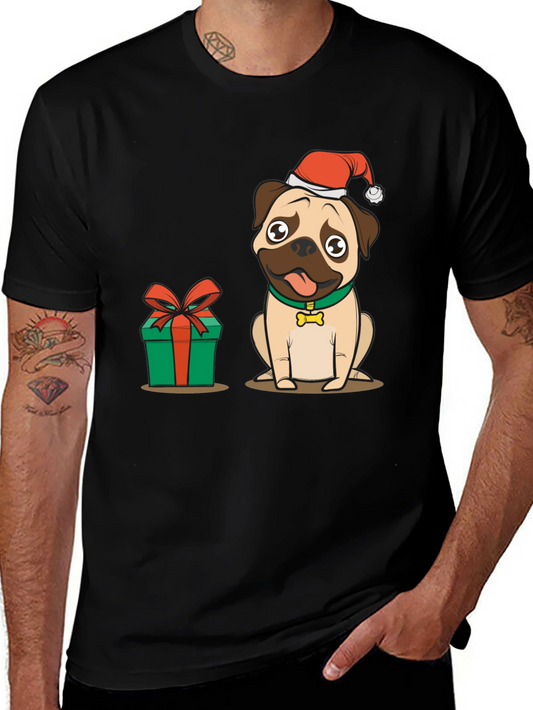 Christmas Pug Dog Graphic T-Shirt