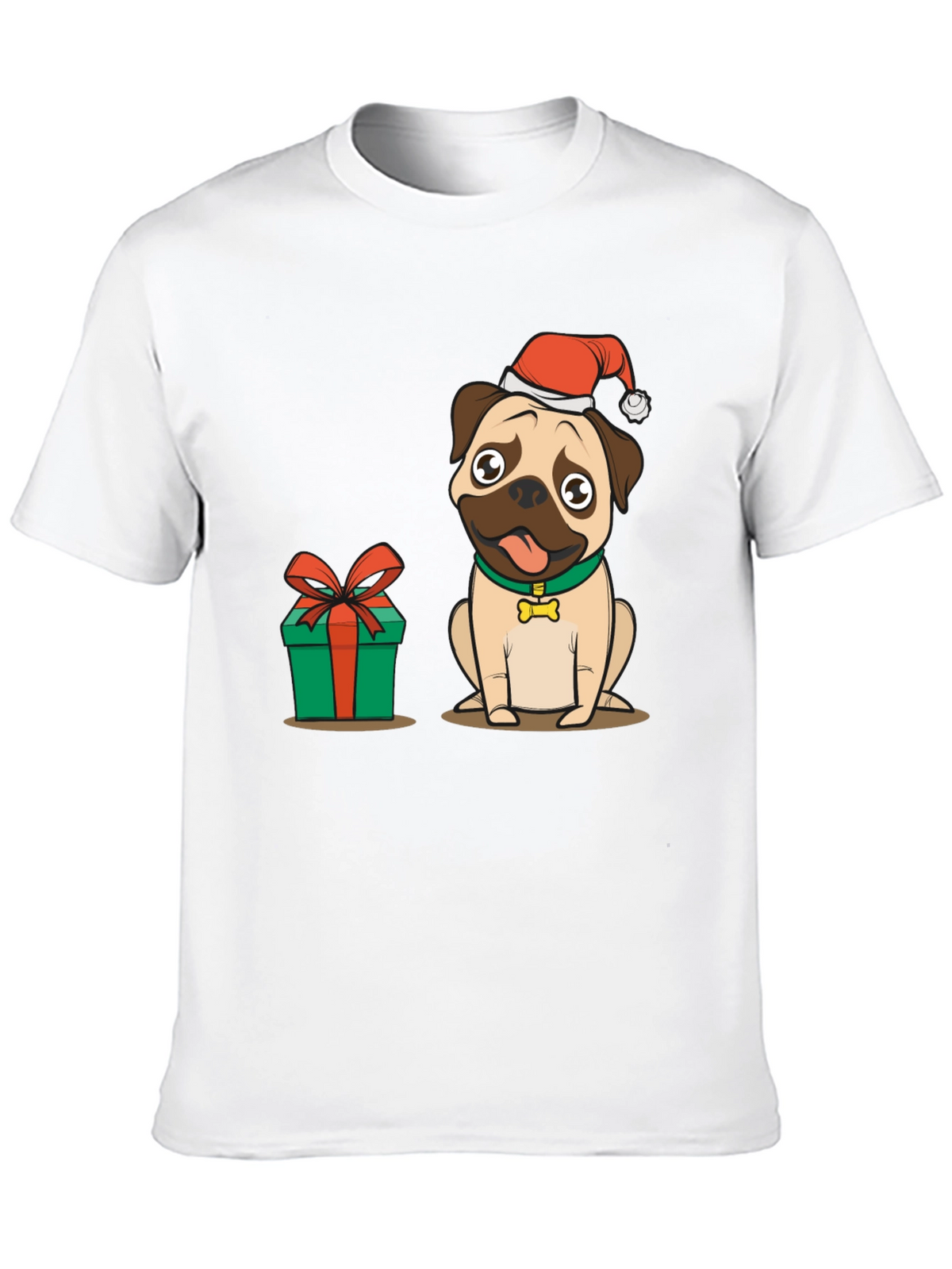 Christmas Pug Dog Graphic T-Shirt