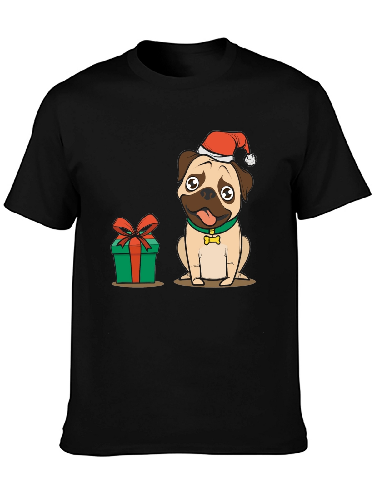 Christmas Pug Dog Graphic T-Shirt