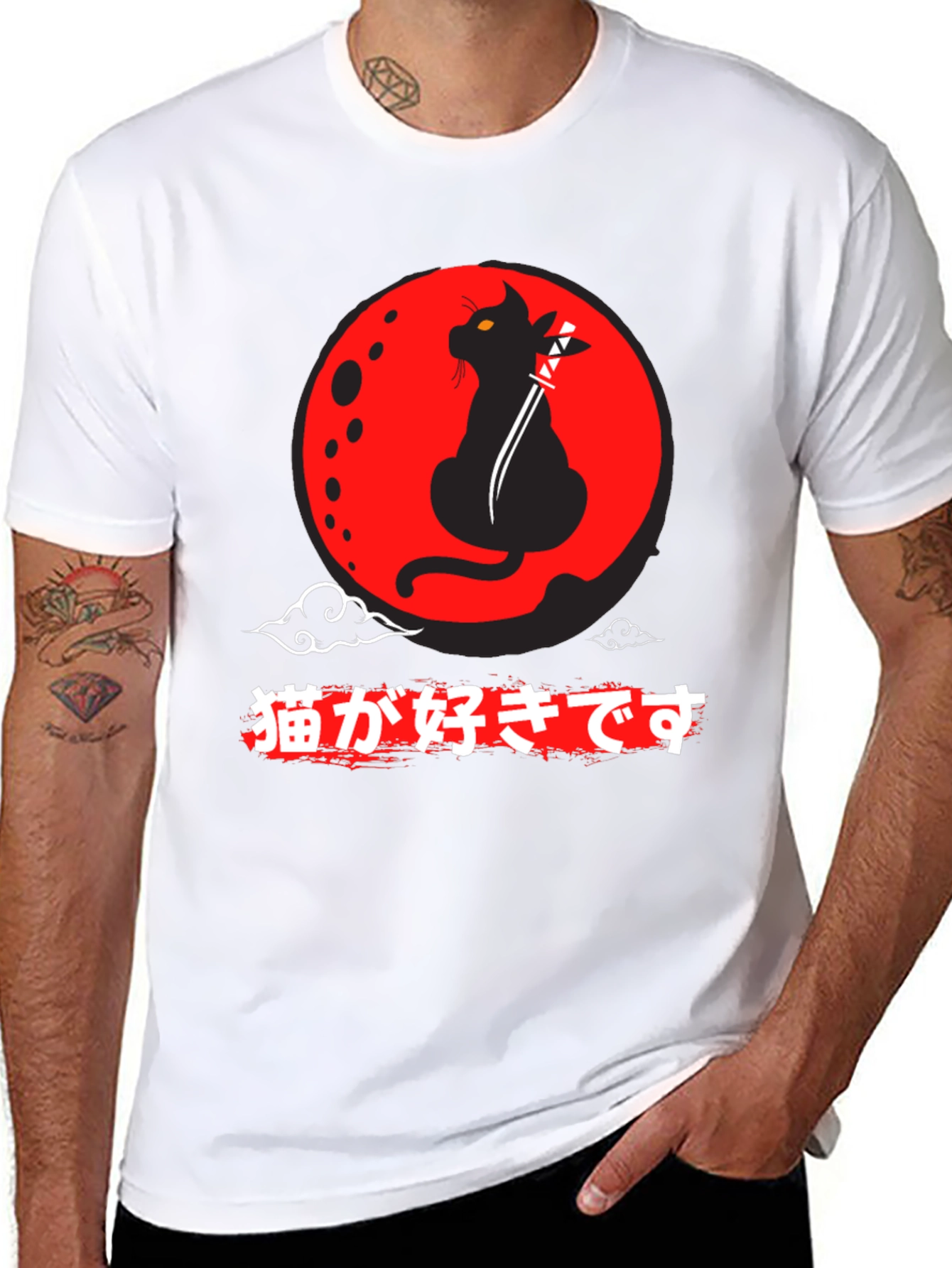 Samurai Cat T-Shirt - Japanese Anime