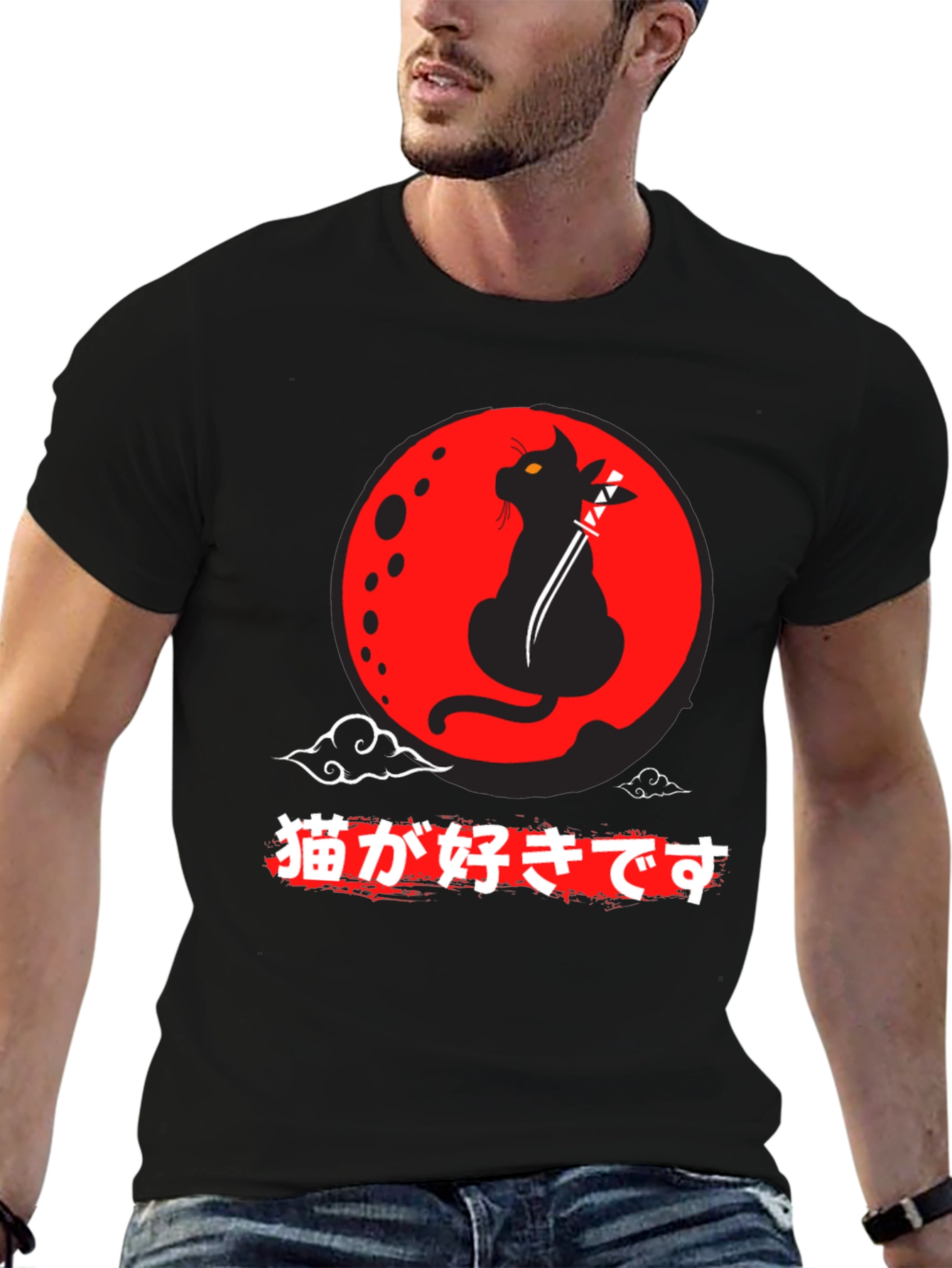Samurai Cat T-Shirt - Japanese Anime