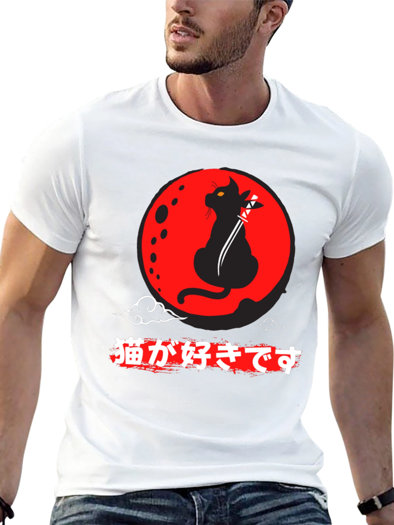 Samurai Cat T-Shirt - Japanese Anime
