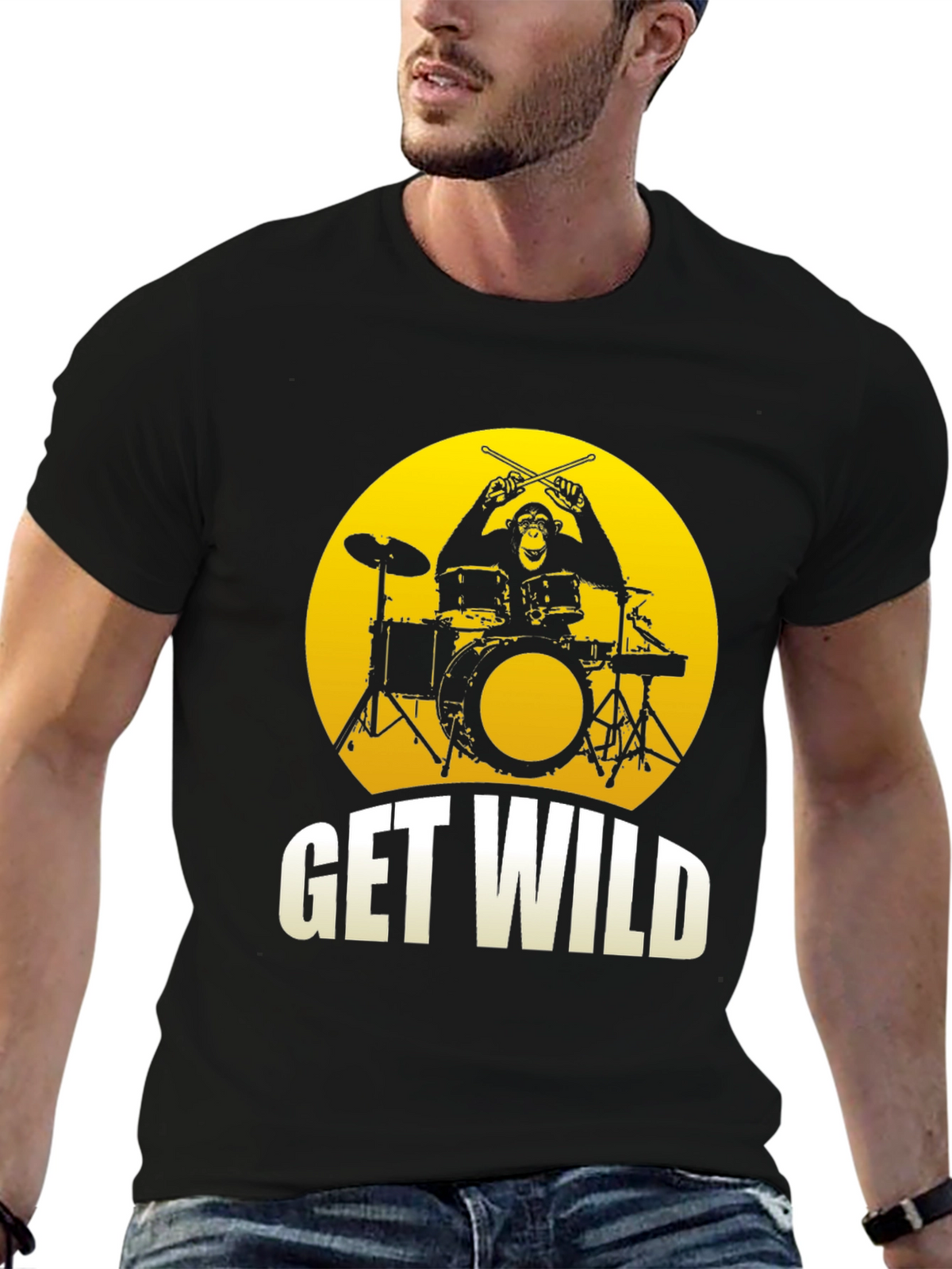 Get Wild Monkey Drummer Graphic Tee