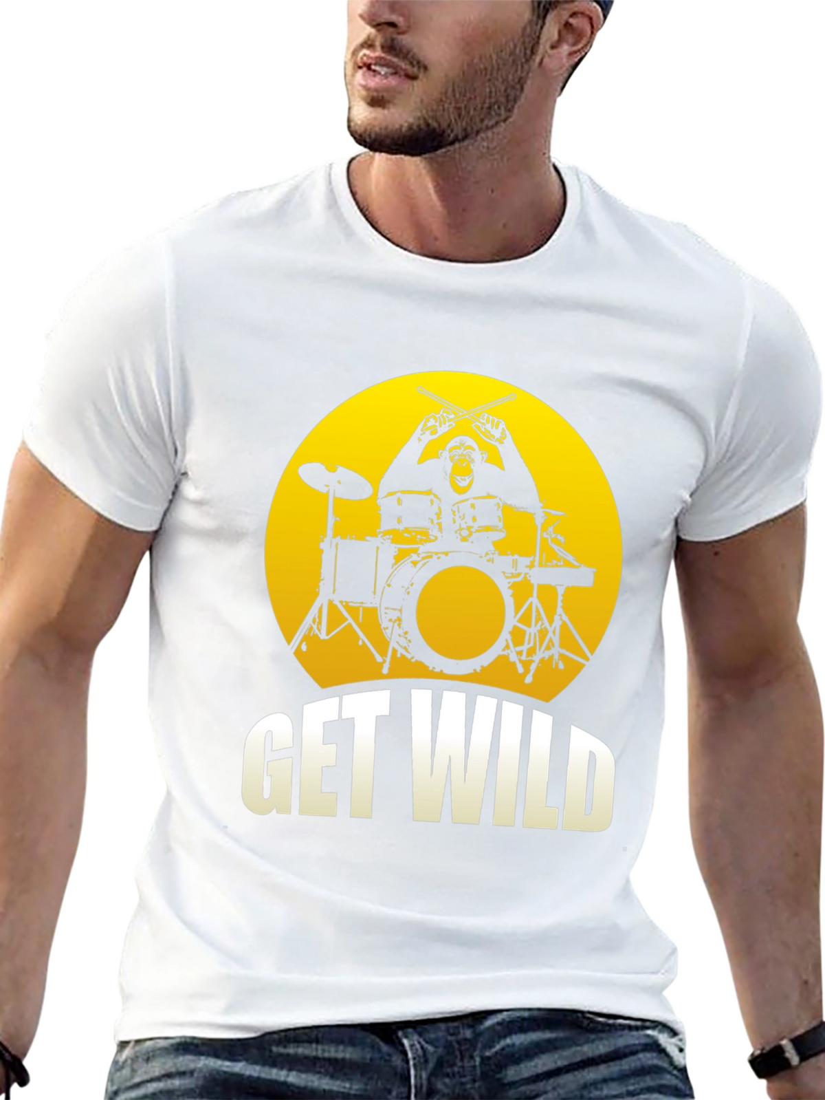 Get Wild Monkey Drummer Graphic Tee