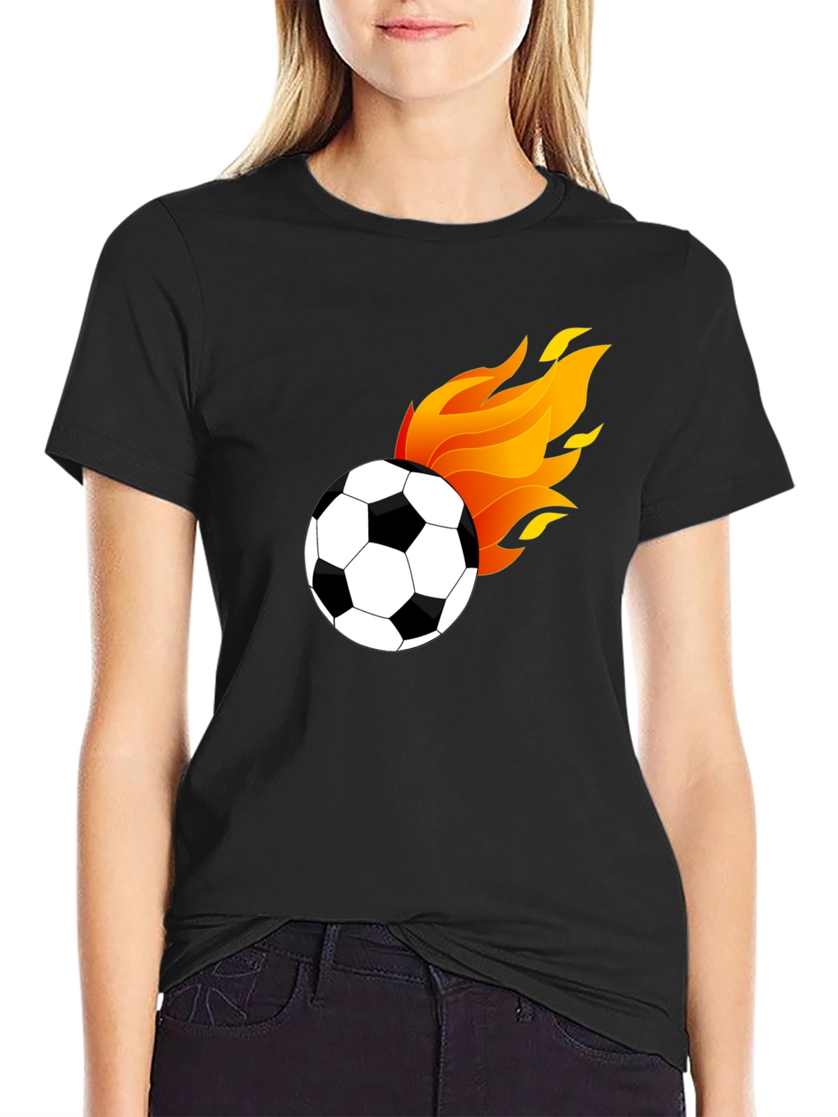 Flaming Soccer Ball Graphic T-Shirt