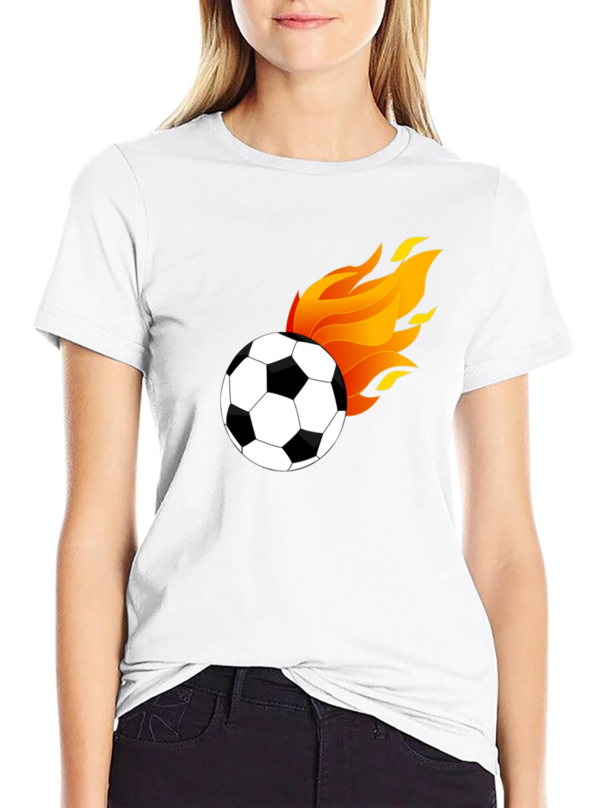 Flaming Soccer Ball Graphic T-Shirt