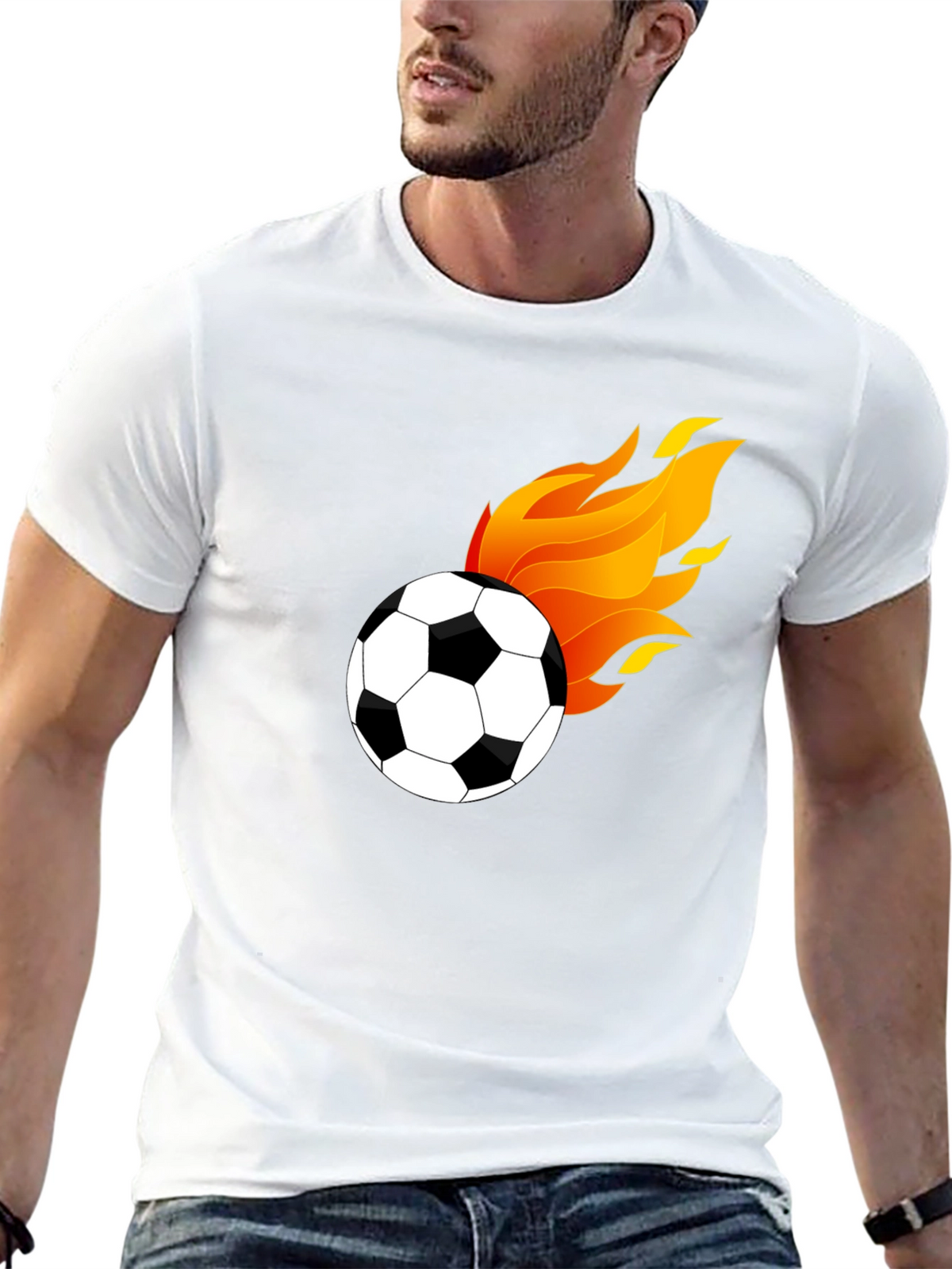 Flaming Soccer Ball Graphic T-Shirt