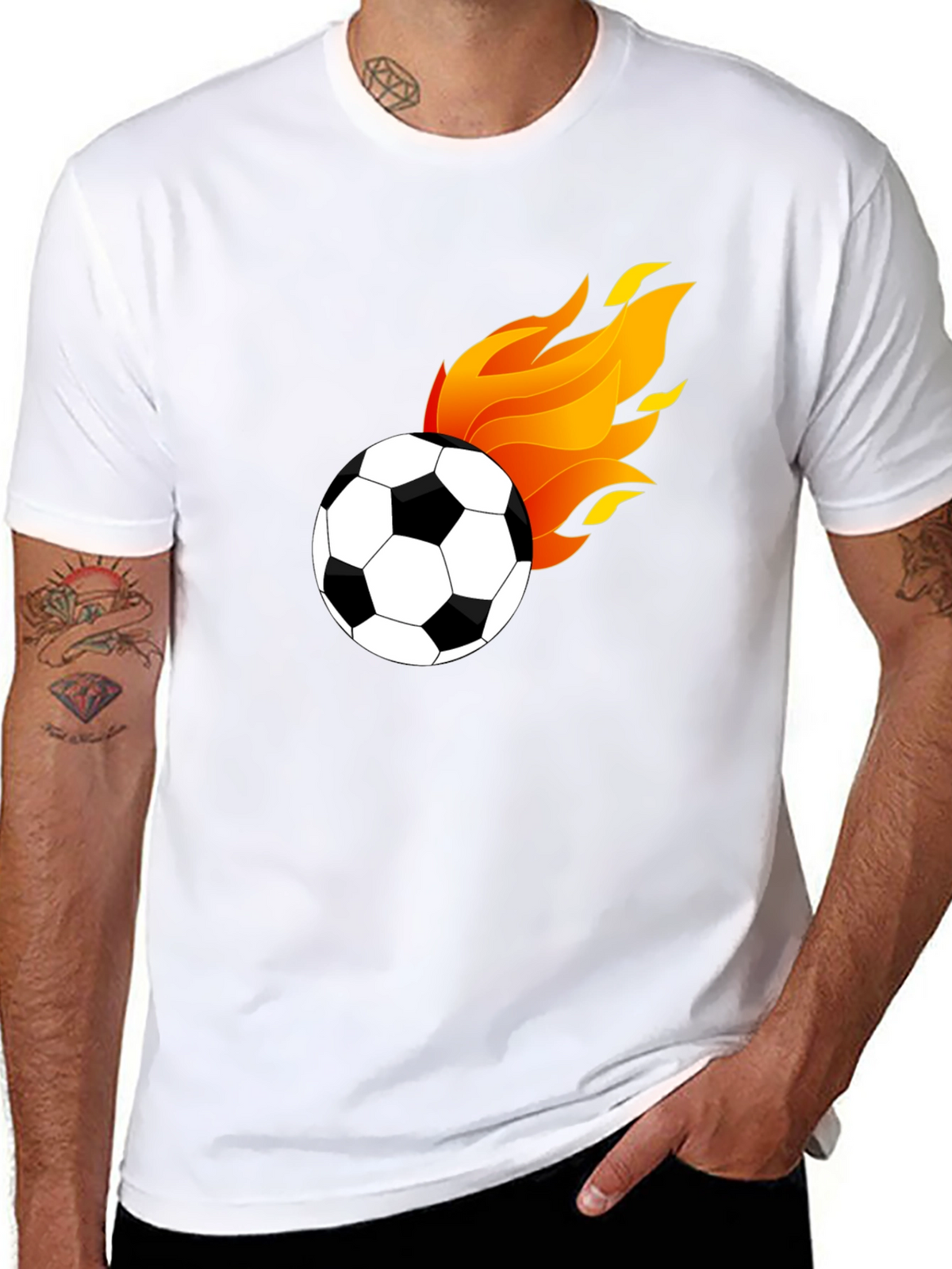Flaming Soccer Ball Graphic T-Shirt
