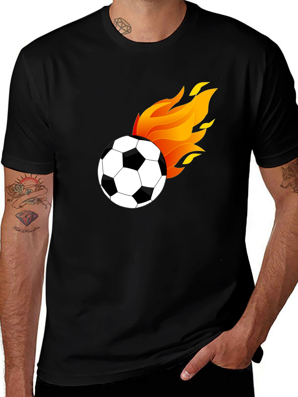 Flaming Soccer Ball Graphic T-Shirt