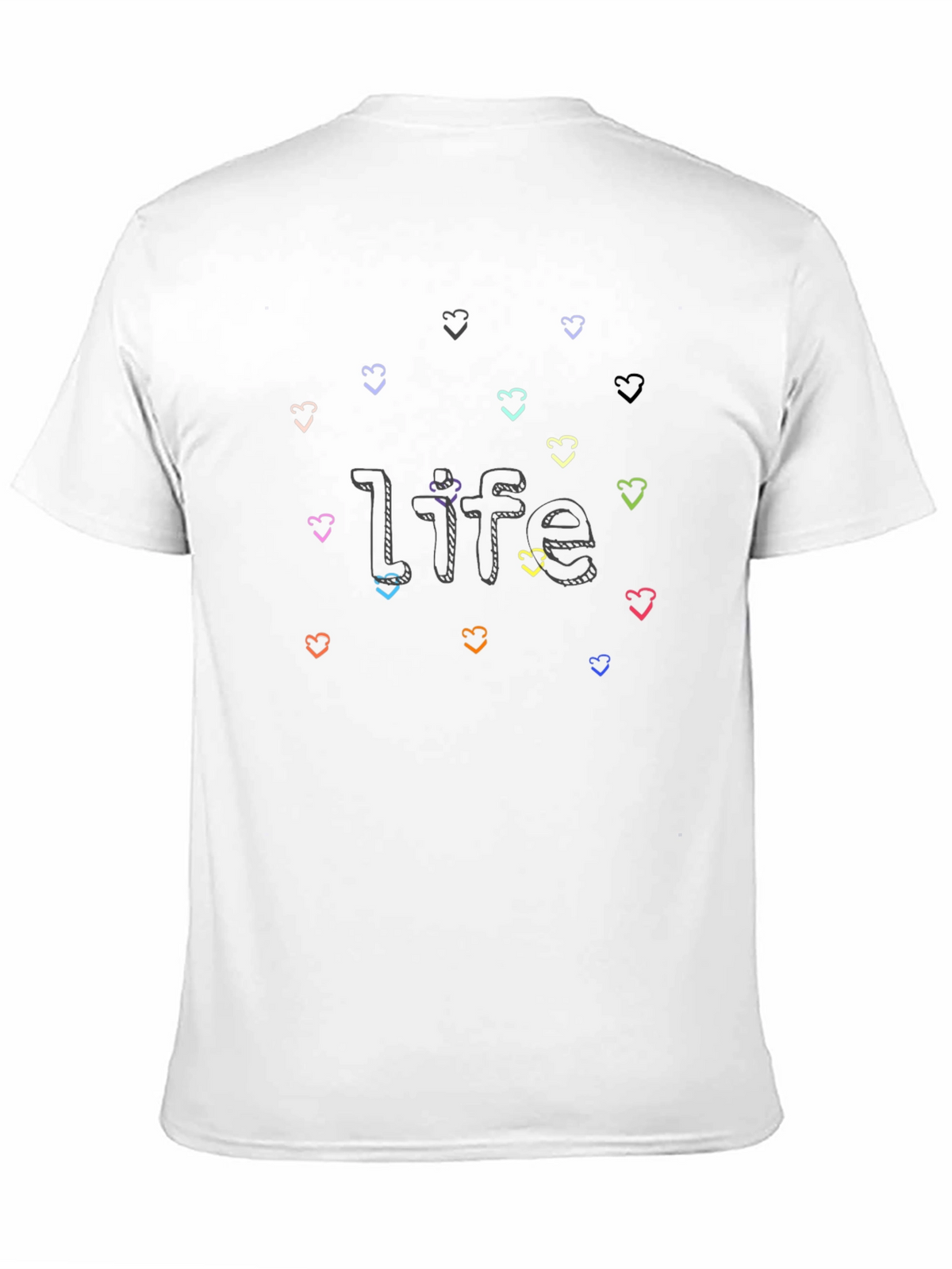 Life With Hearts Graphic Tee - Black Cotton Shirt