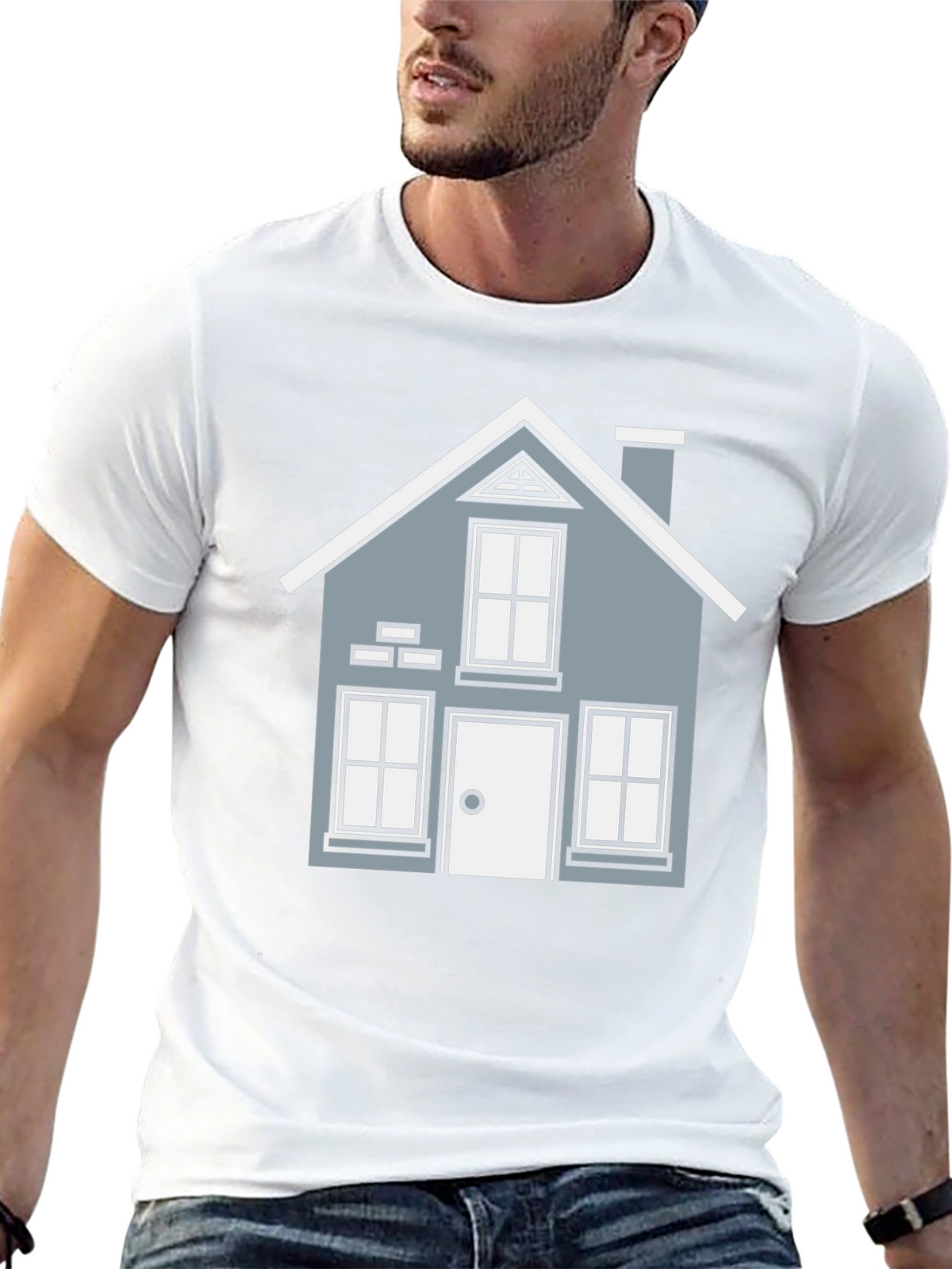 House Graphic T-Shirt - Black Crew Neck Tee