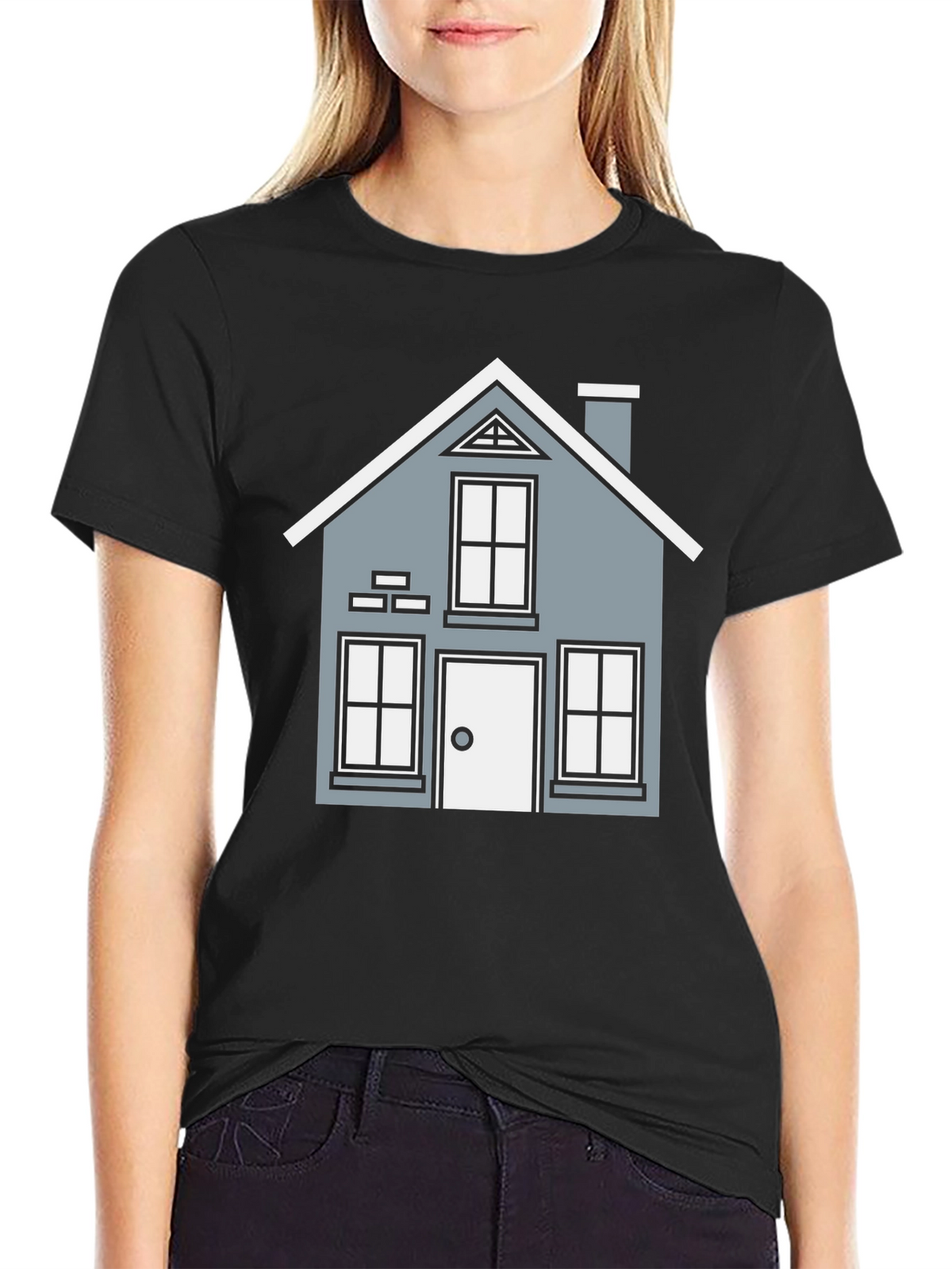 House Graphic T-Shirt - Black Crew Neck Tee