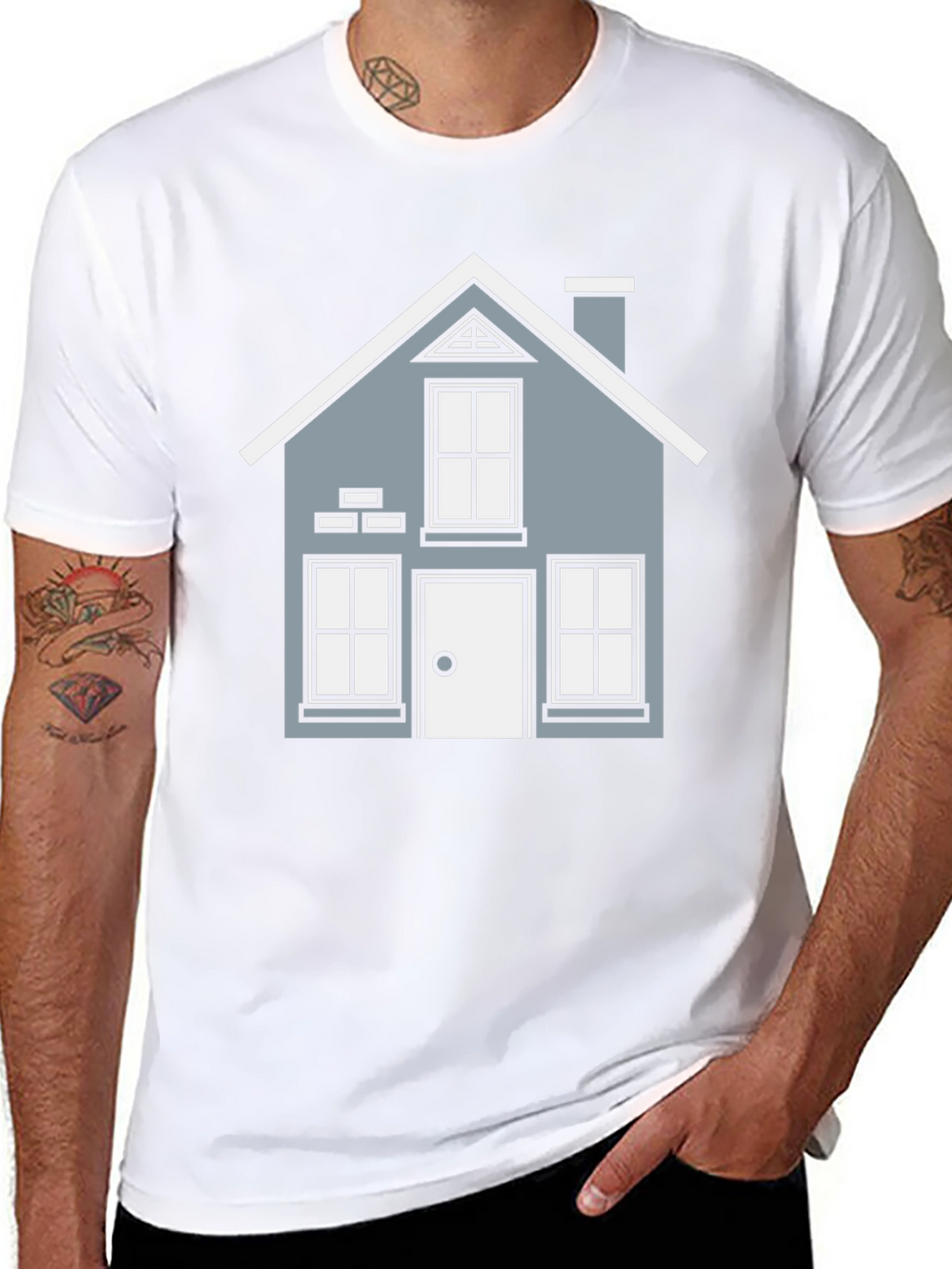 House Graphic T-Shirt - Black Crew Neck Tee