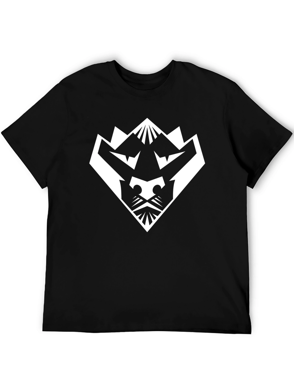 Geometric Lion Graphic Tee - Black
