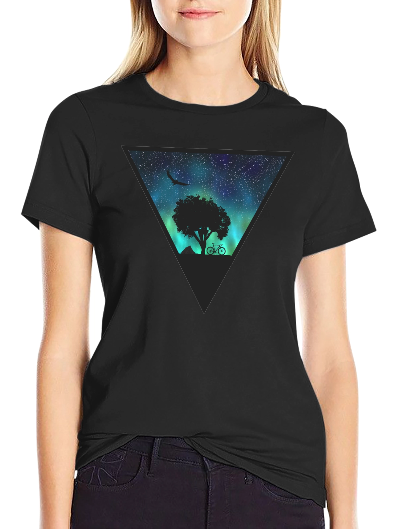 Aurora Tree Graphic Tee - Black