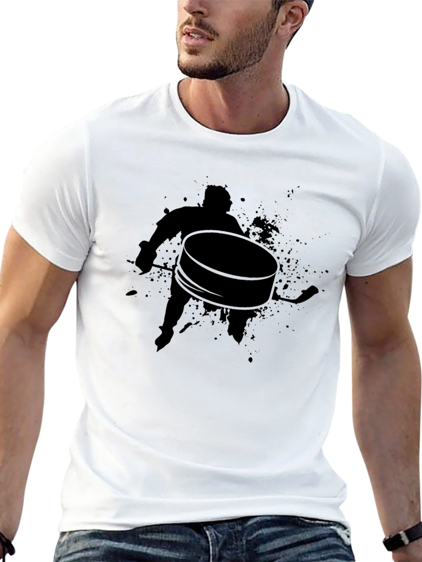 Hockey Puck Silhouette Black T-Shirt