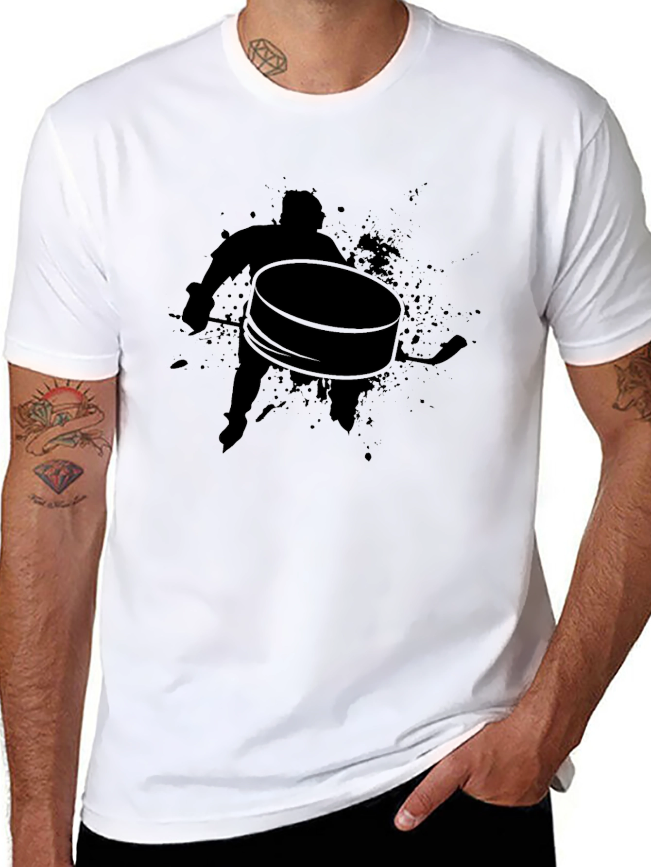 Hockey Puck Silhouette Black T-Shirt