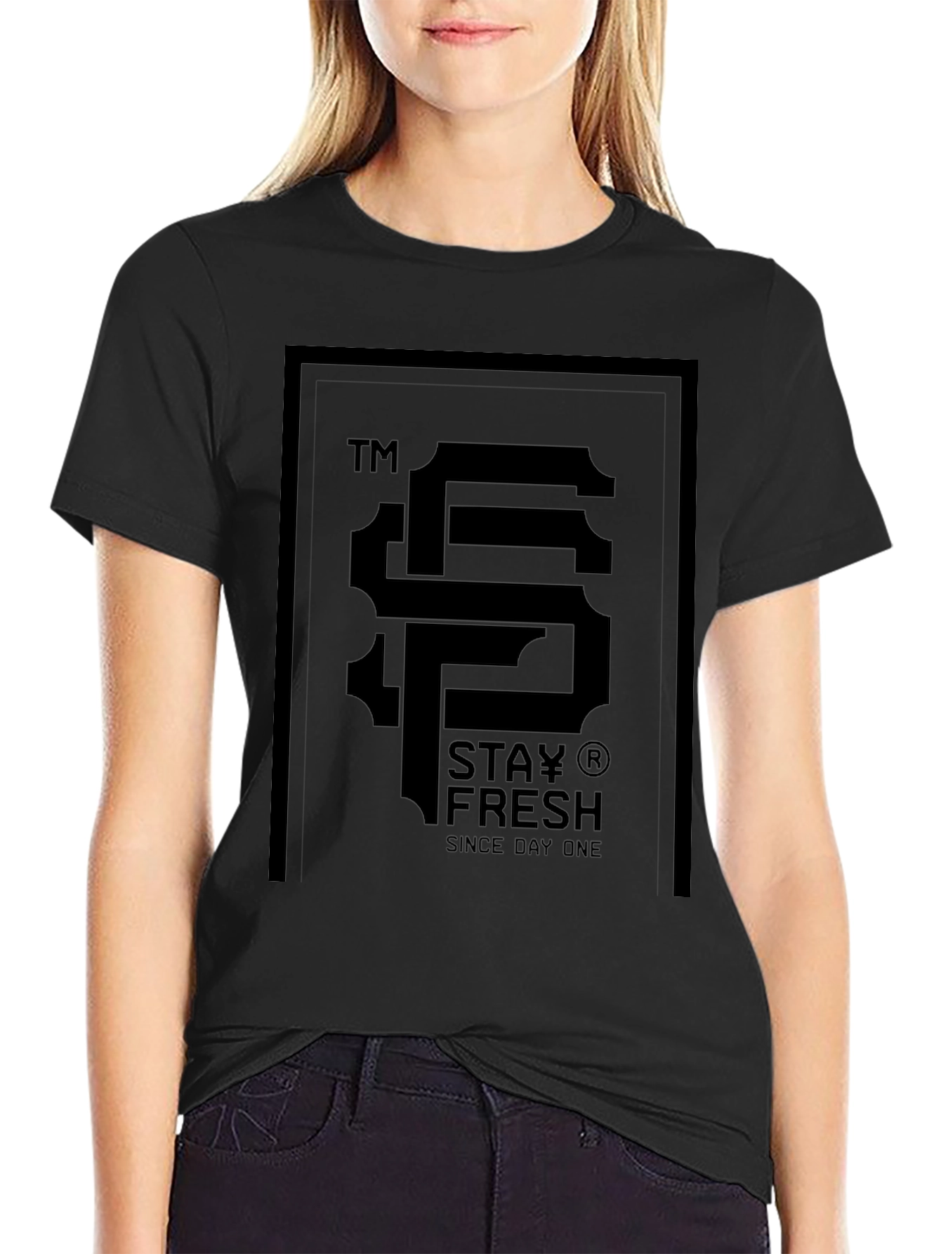Stay Fresh Graphic Tee - Black Cotton Blend