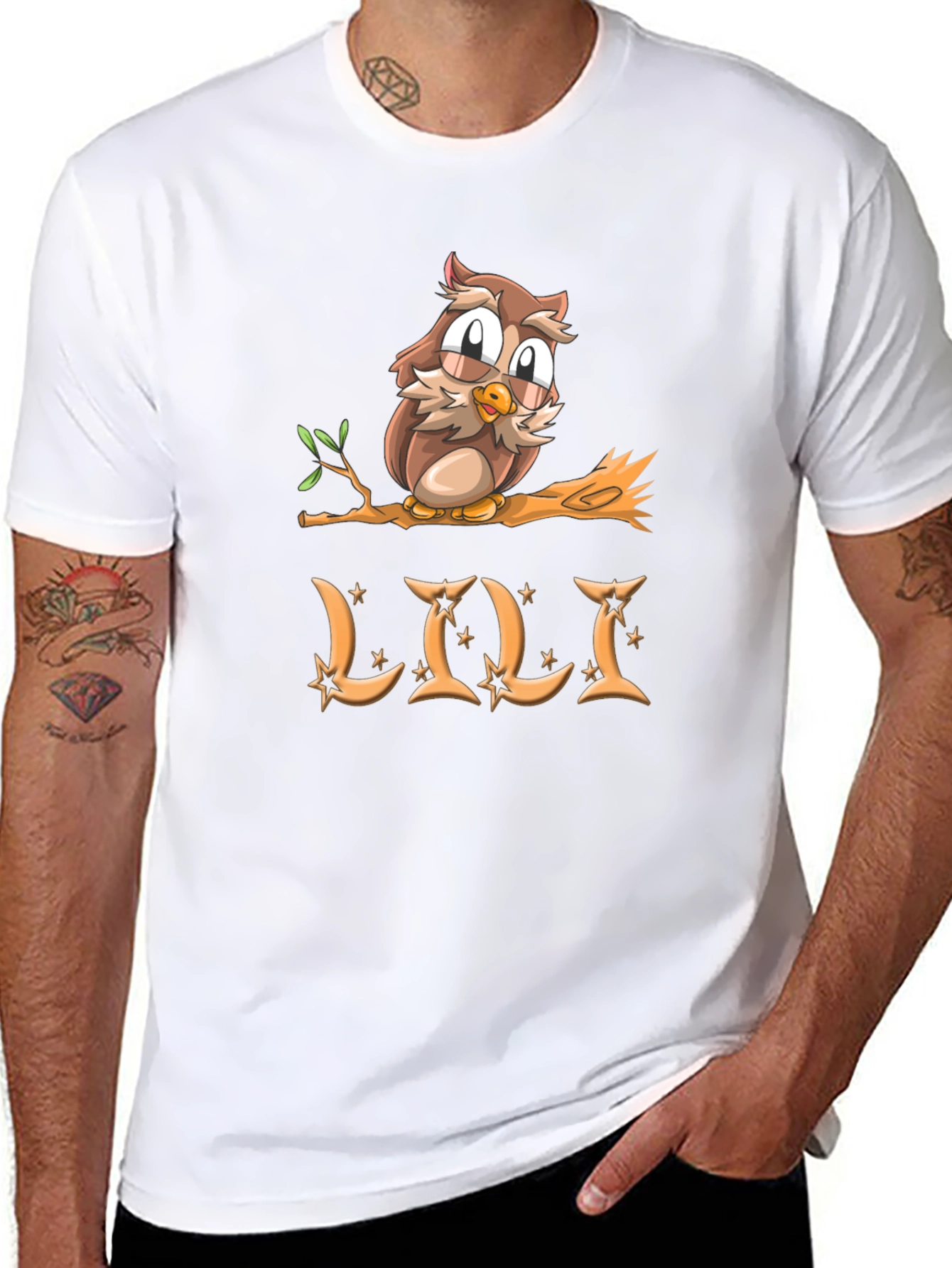 Cute Owl on Branch T-Shirt - Loli